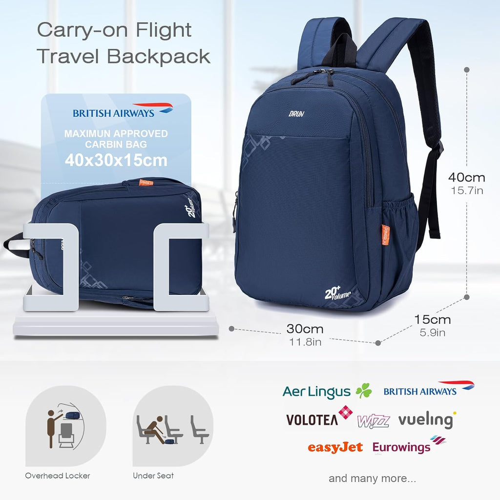 SPAHER 40 x 30 x 15 Mochila de viagem cabine avion ar Europa Wizzair mochila cabine 20 l impermeável mala cabine British Airways mochila viagem computador portátil 15,6 polegadas para homem e mulher