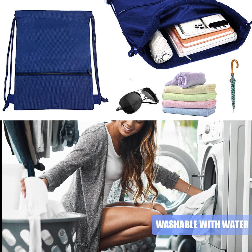 Jsdoin Waterproof Drawstring Bag for Gym, Sports Drawstring Backpack, Sports Bag, Zipper, School, Beach, Holiday, Swimming, Travel