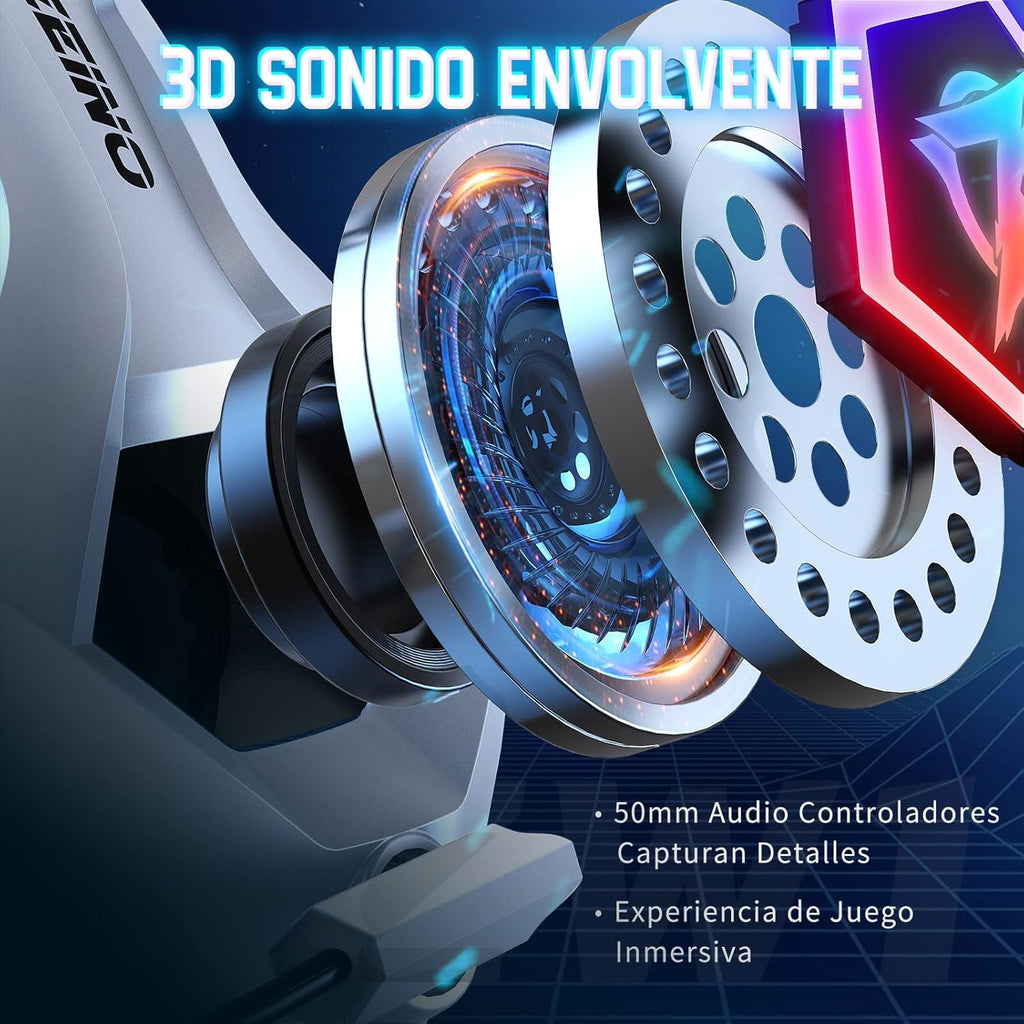 Gaming headset, gaming headset with rotating microphone, RGB light, premium stereo, lightweight comfortable earmuffs, for PS4 PS5 Xbox PC Switch Tablet Laptop 