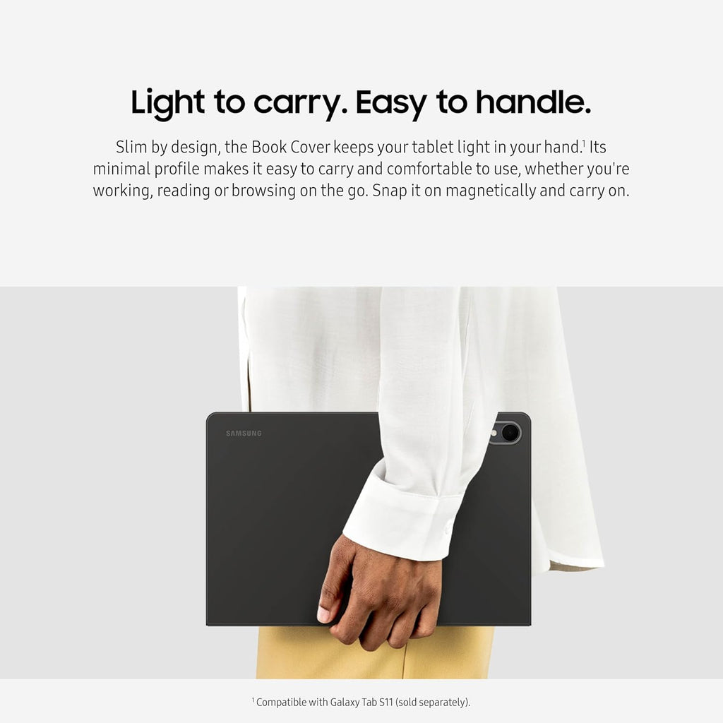 Samsung Galaxy Tab S11 Smart Book Cover Tablet Case, Minimalist Style, Slim and Sleek, Foldable Stand, US Version, Black