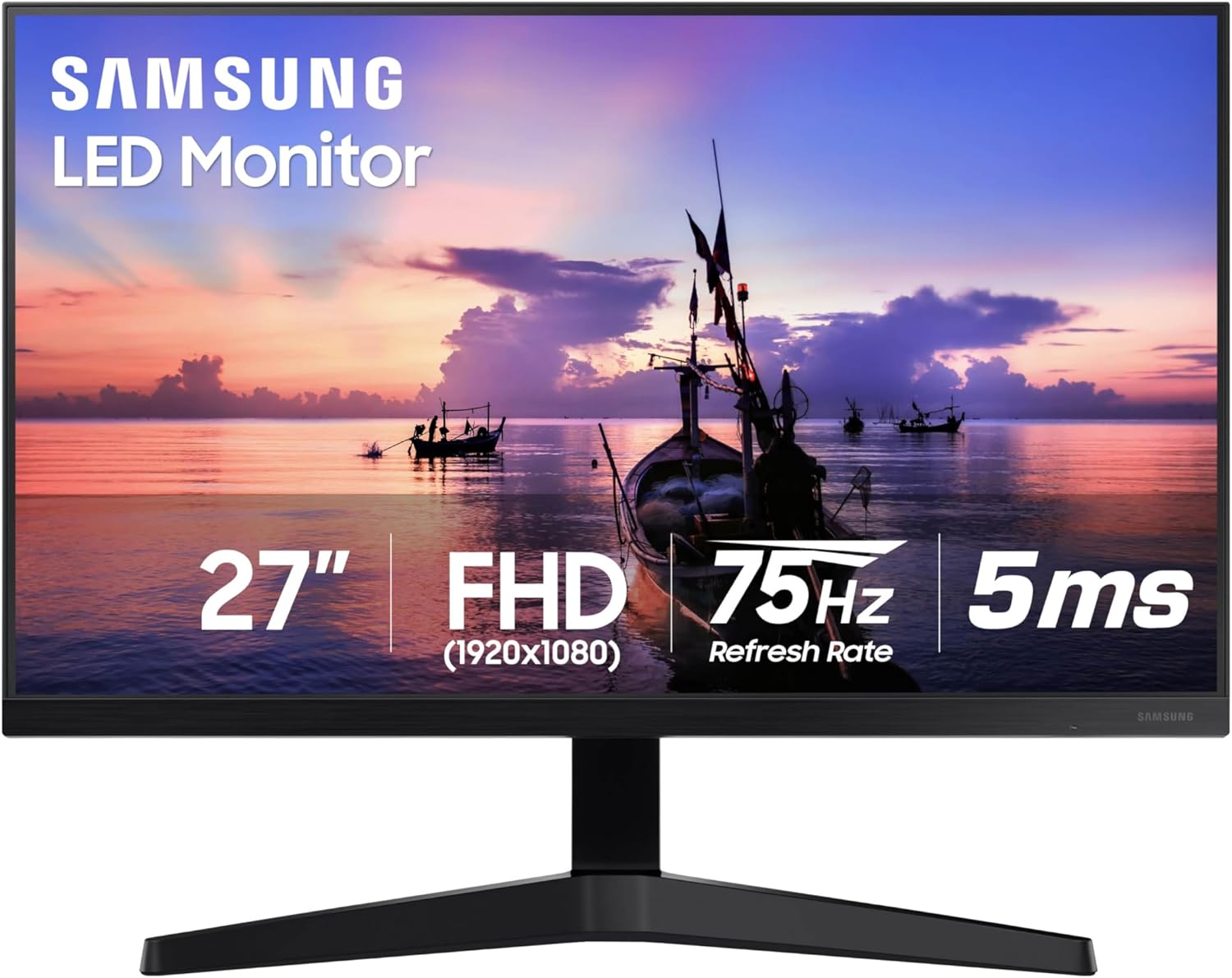 SAMSUNG 22" T350 Series FHD 1080p Computer Monitor, 75Hz, IPS Panel, HDMI, VGA (D-Sub), 3-Sided Border-Less, FreeSync, LF22T350FHNXZA