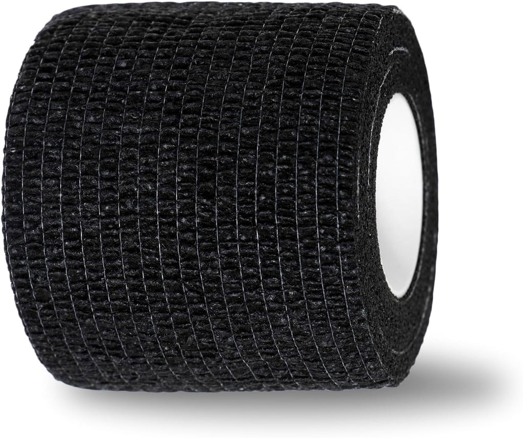 ROELLY 24 Rolls of Crossfit Tape, Sports Tape, 5 cm x 4.5 m, Cohesive Bandage, First Aid Bandages for Wrists, Ankles, Can Be Used for People or Small Animals, Black