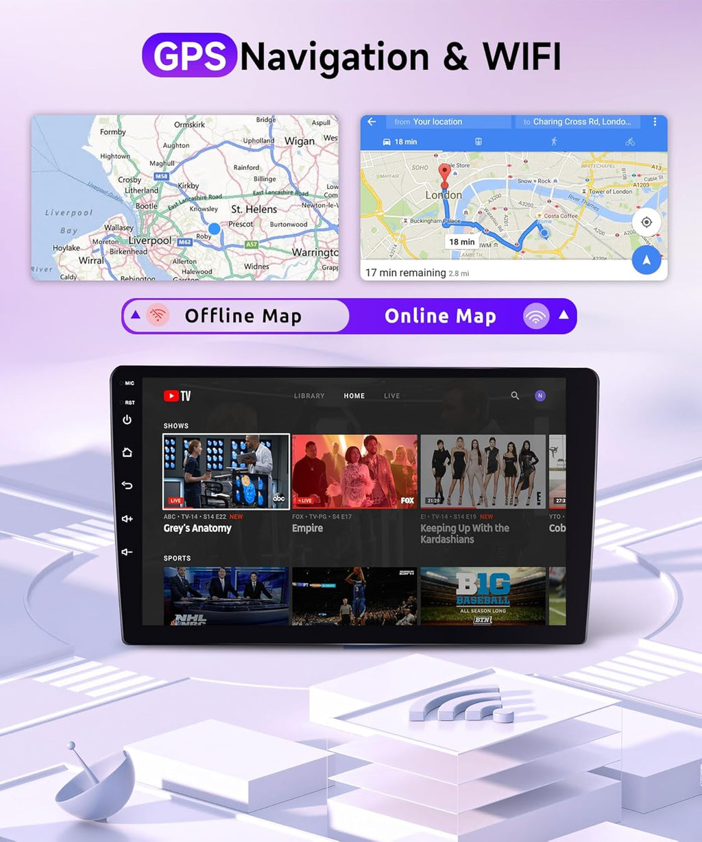 2G+64G Wireless Carplay Android Car Radio for Toyota Prius 3 XW30 2009-2015 9 Inch Car Radio 2 DIN with Android Auto GPS Navi WiFi Mirror Link Bluetooth FM/RDS EQ/USB/SWC Rear Camera