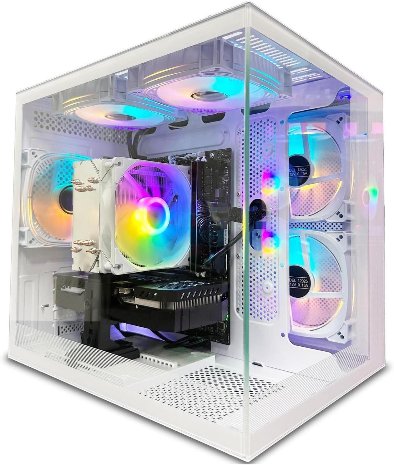 Desktop Computers,32G RAM,1TB NVMe SSD,Core i5-12400F,RTX 3050 6G,Prebuilt Gaming PC,Tower Computer Gamer,Work,VR,4K,Home and Business WiFi 6 White