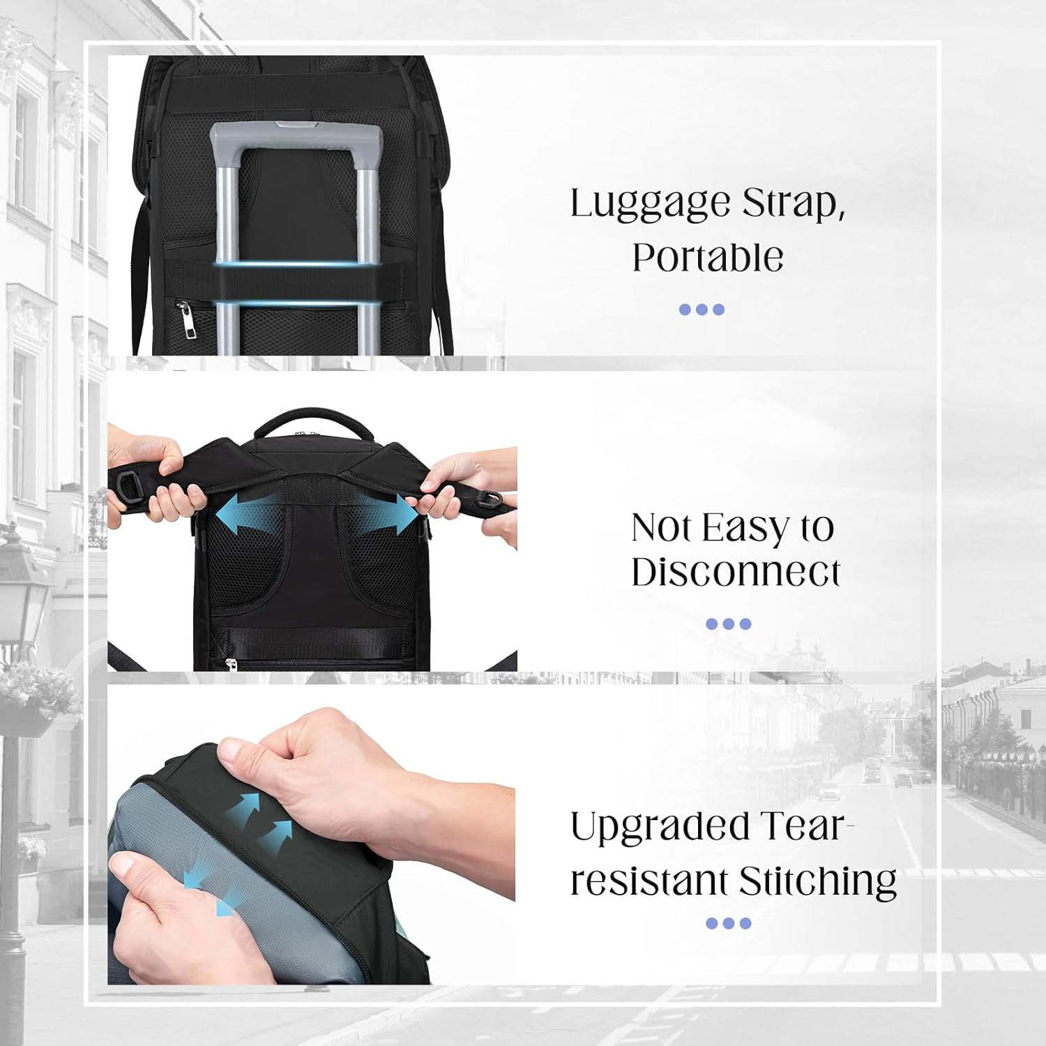 Mochila viagem cabine avion 40 x 20 x 25, mochila Ryanair 40 x 20 x 25, mochila de cabine de baixo assento bolsa de viagem impermeável bagagem de mão com fivela de peito e bolsa anti-roubo,