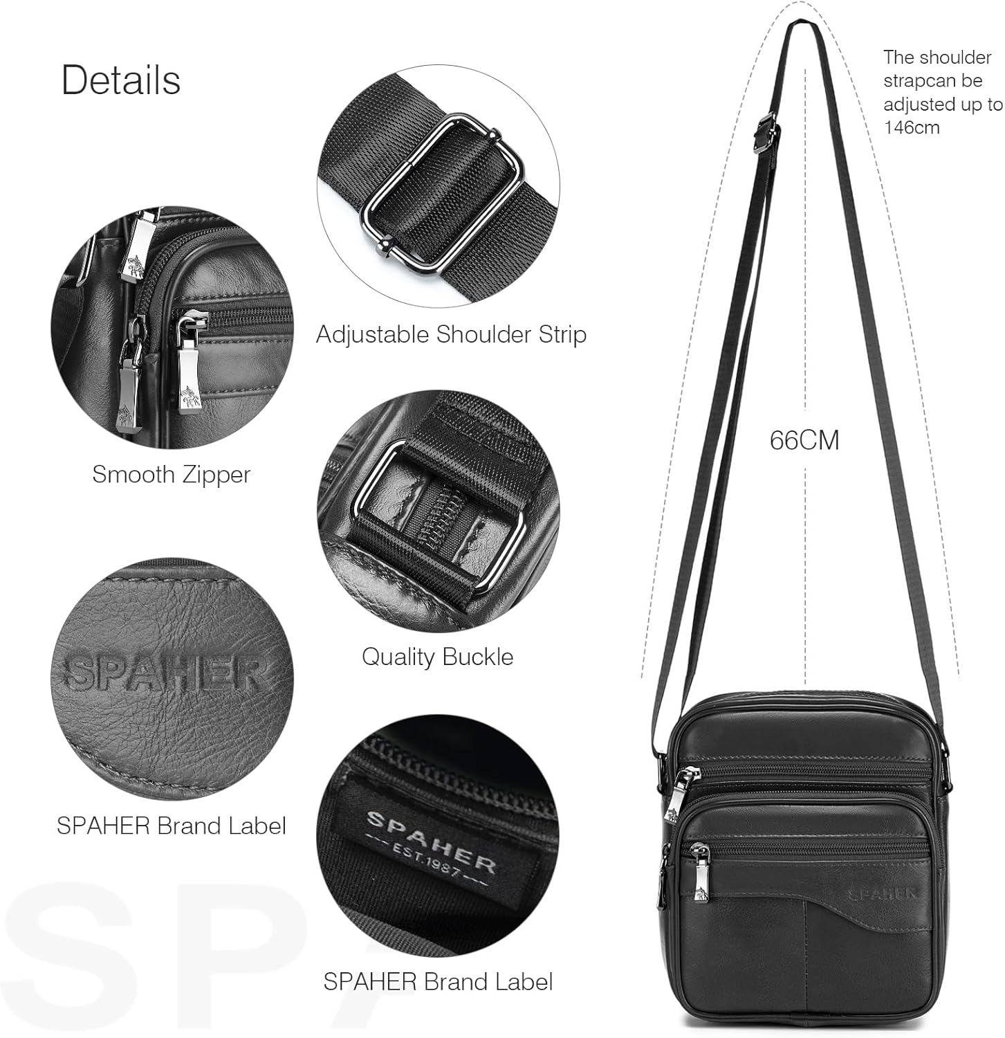 SPAHER - Mala de ombro para homem, tiracolo, de couro versátil, pequena tiracolo, para homem, bolsa, negócios, vintage, mochilas usadas, capas multifuncionais, malas de mão de viagem