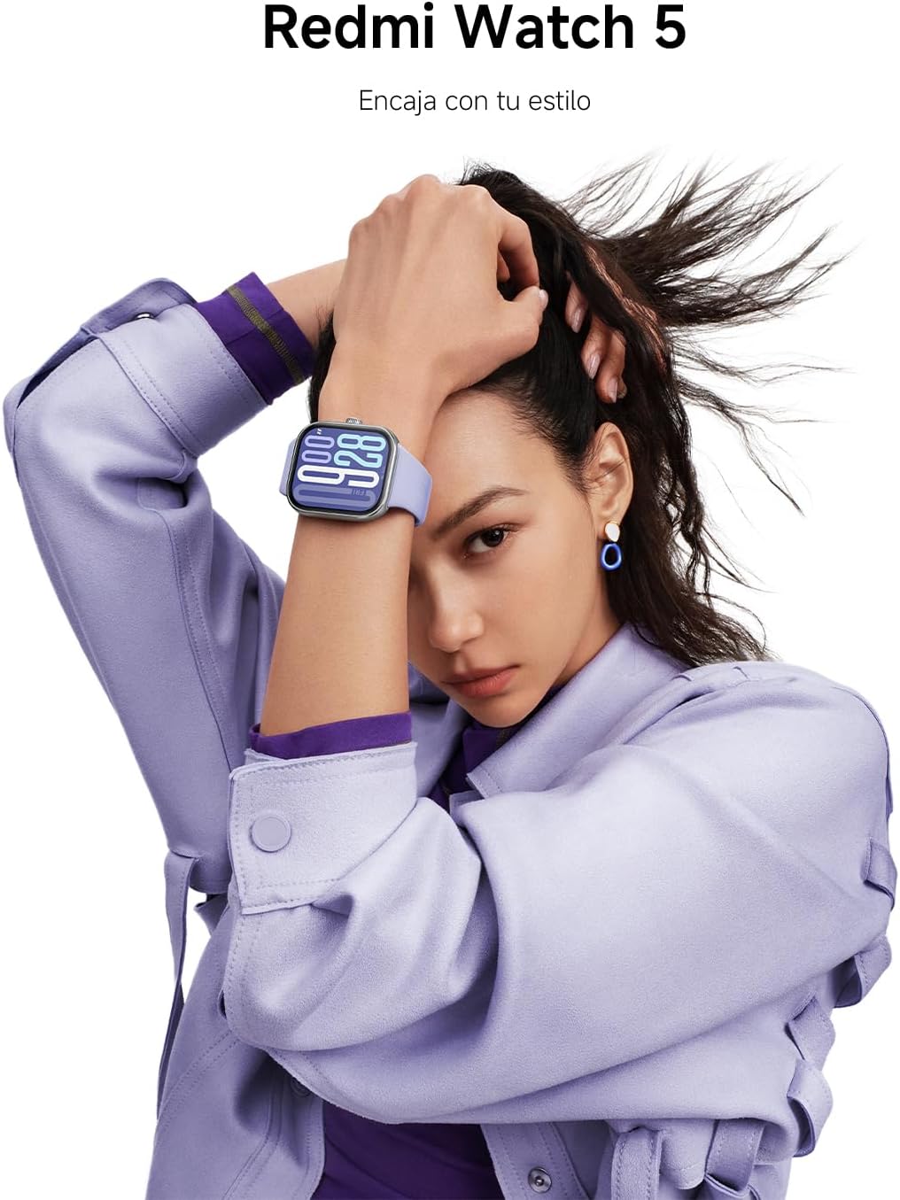 XIAOMI Redmi Watch 5, Reloj Inteligente: AMOLED 2.07", 24 días batería, Llamadas Bluetooth, 150+ Modos Deportivos, Monitor cardíaco, sueño, 5ATM, GPS, Android/iOS, Negro