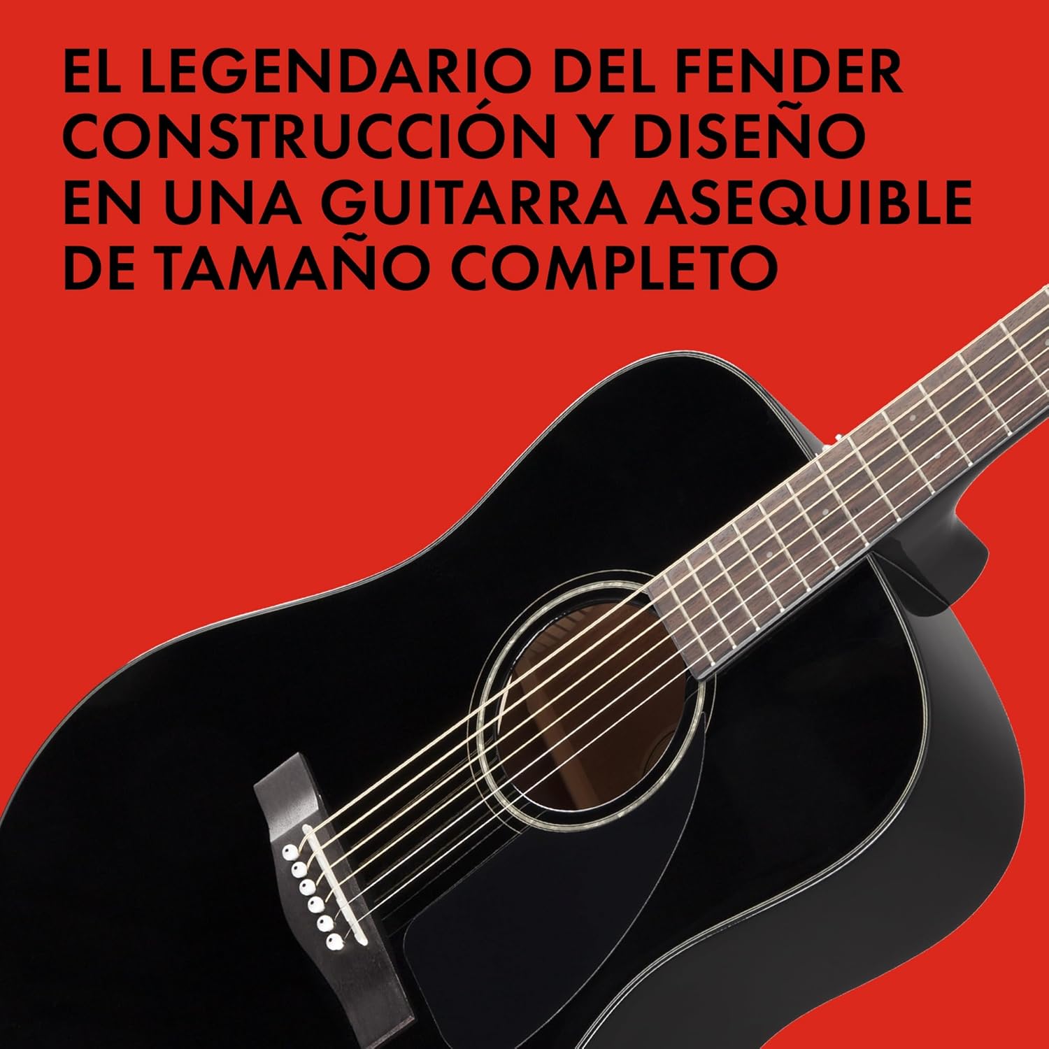 Fender CD-60 Dreadnought V3 DS Guitarra Acústica, Diapasón de Nogal, Negro, Incluye cursos virtuales gratuitos en Fender Play