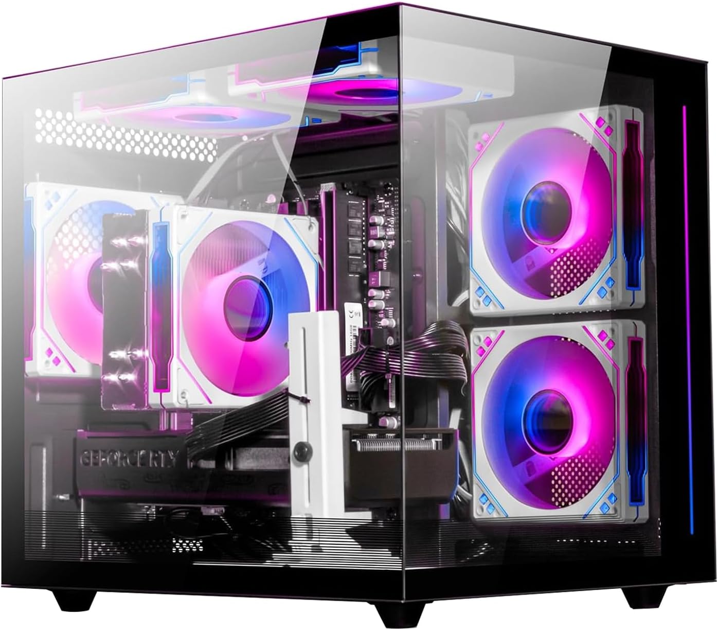 Pre Built Gaming PC Ryzen 5 5500 3.6GHz,(6Core 12Threads Up to 4.2G),Radeon RX6500XT 4G,DDR4 16G Nvme 512G SSD,WiFi 6 Tower Desktop Computer for Home and Office