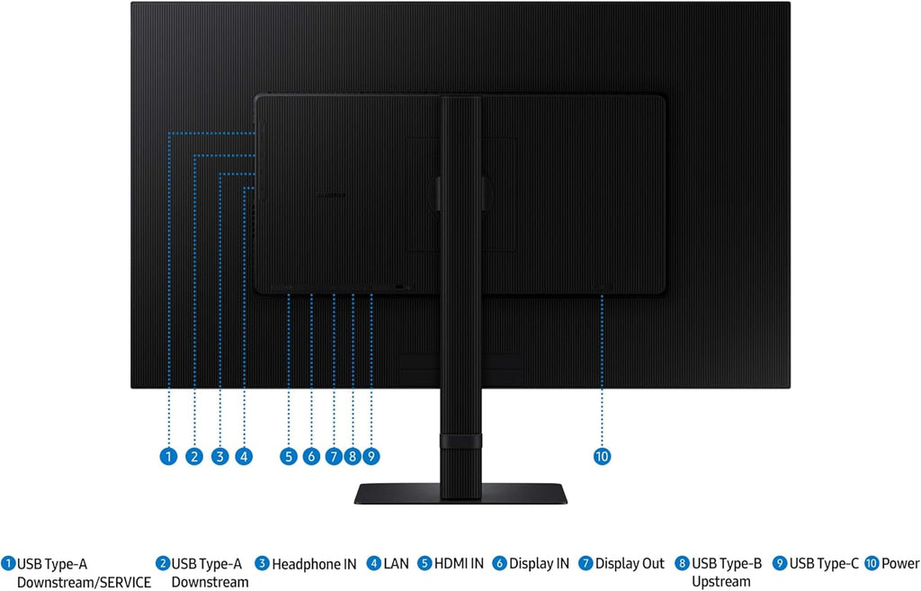 SAMSUNG 32" ViewFinity S6 (S60UD) Series QHD High Resolution Computer Monitor, 100Hz, HDR10, USB-C, Built-In LAN Port, Daisy Chain Support, Easy Setup, Height Adjustable Stand, LS32D606UANXGO, 2024