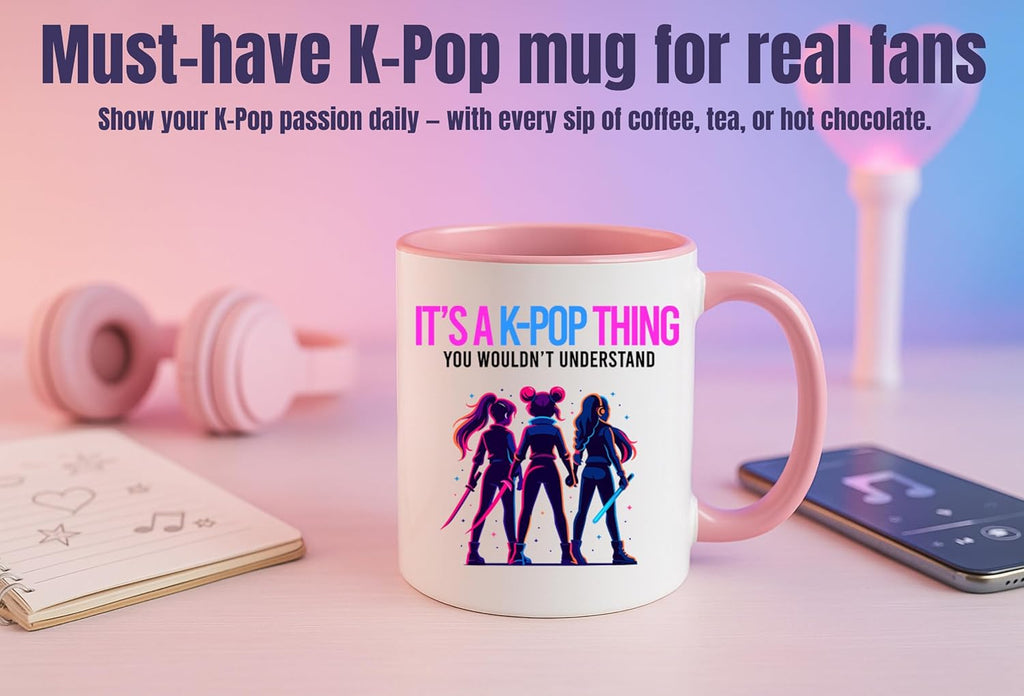 kpop Caneca de anime com texto "It's a Kpop Thing" | Ideia de presente divertida para fãs de anime | Caneca de merchandising Kpop para escritório ou escola |