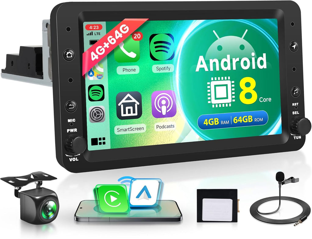 8Core 4G+64G Wireless Carplay Android Car Radio for Alfa Romeo 159 2004-2011 Brera Spider Sportwagon 7 Inch Car Radio with Android Auto GPS Navi WiFi Bluetooth FM/RDS DSP/SWC Rear Camera