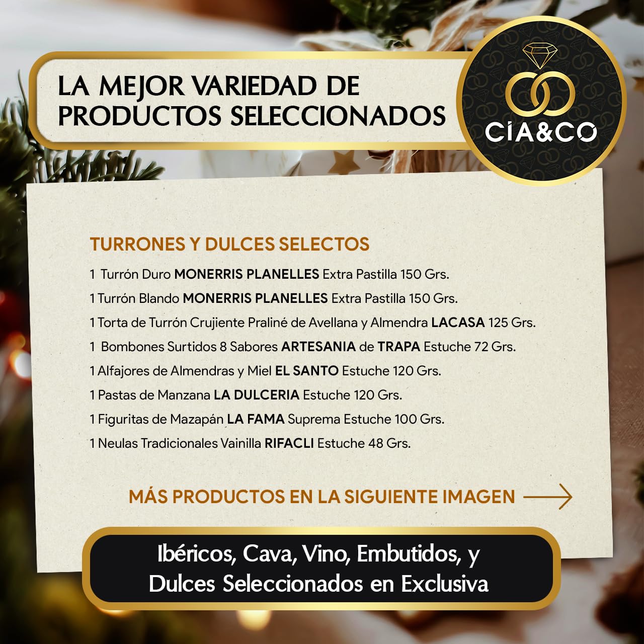 Gourmet Christmas Basket 2025 (Lot 201) · With Wine, Brut, Sweets and Sausages · Includes Customizable Card · Corporate, Family or Personal Gift · Ideal to Surprise This Christmas