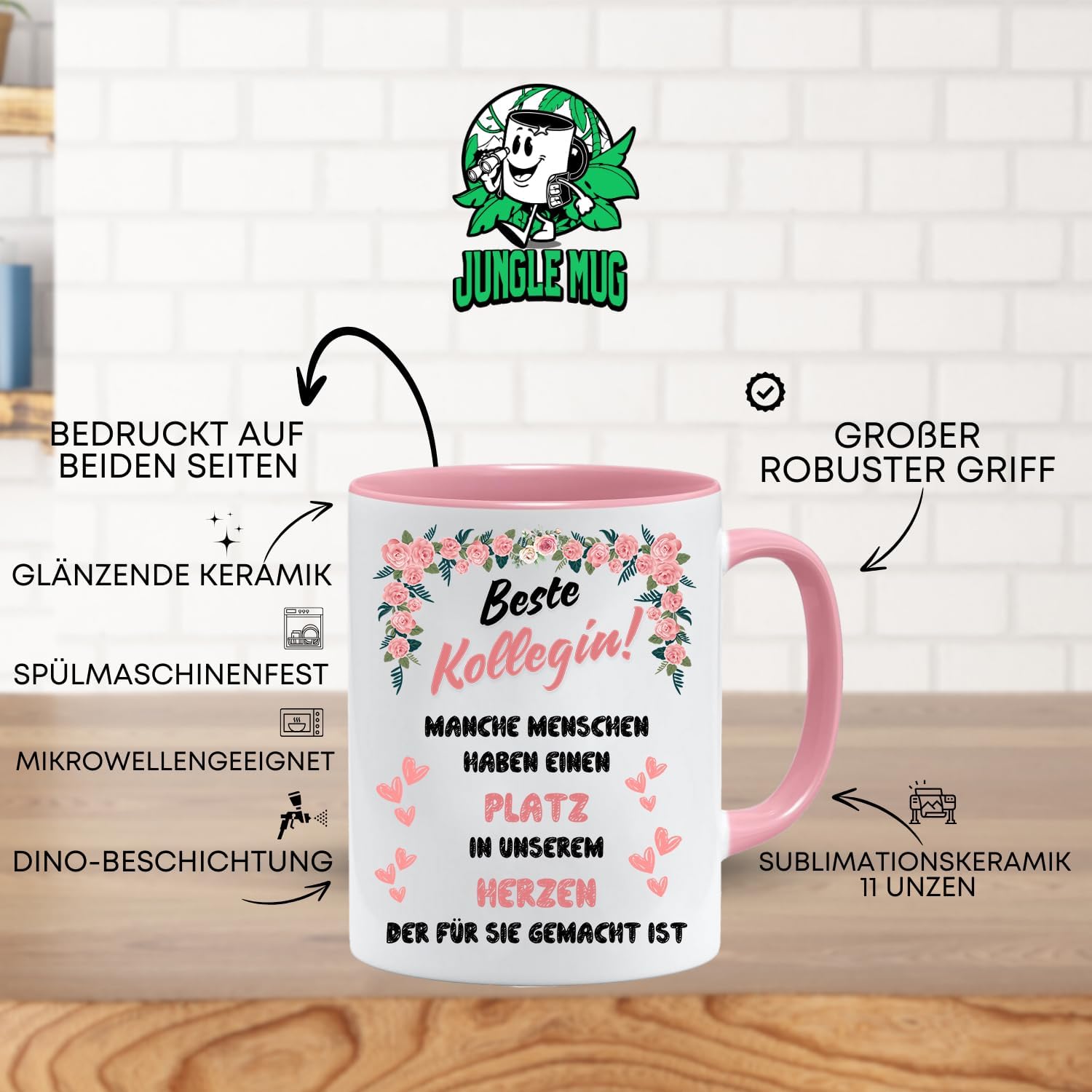 Jungle Mug Caneca do melhor colega | Presente de despedida para colegas | Caneca de café de colega | Caneca de chá para a companheira | Presente de agradecimento Diga Graças colega