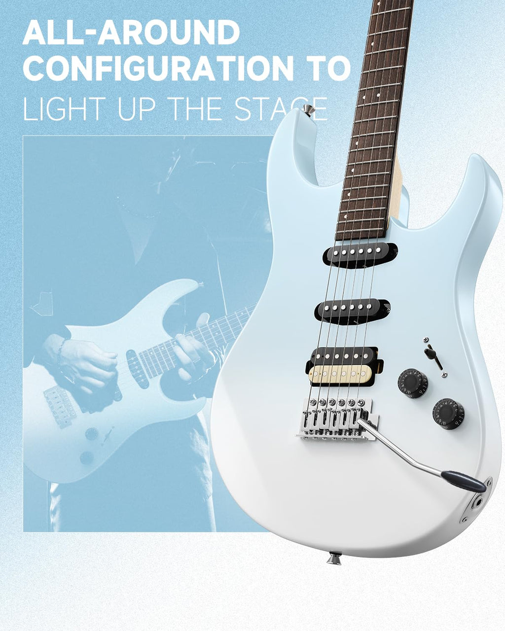 Donner DMT-66 39 polegadas guitarra elétrica de tamanho completo para iniciantes, kit de guitarra elétrica com capa preta roxa