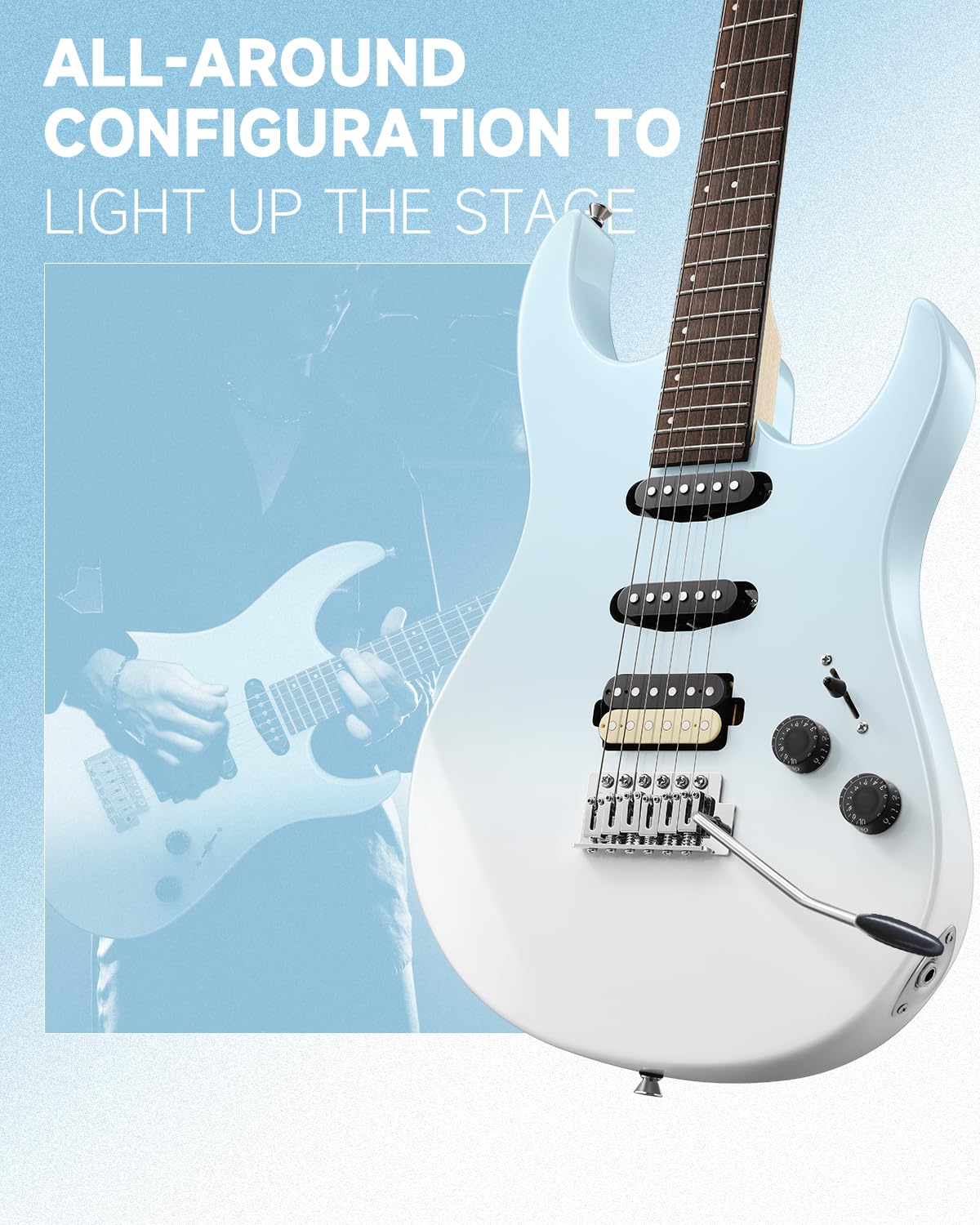 Donner DMT-66 39 polegadas guitarra elétrica de tamanho completo para iniciantes, kit de guitarra elétrica com capa preta roxa