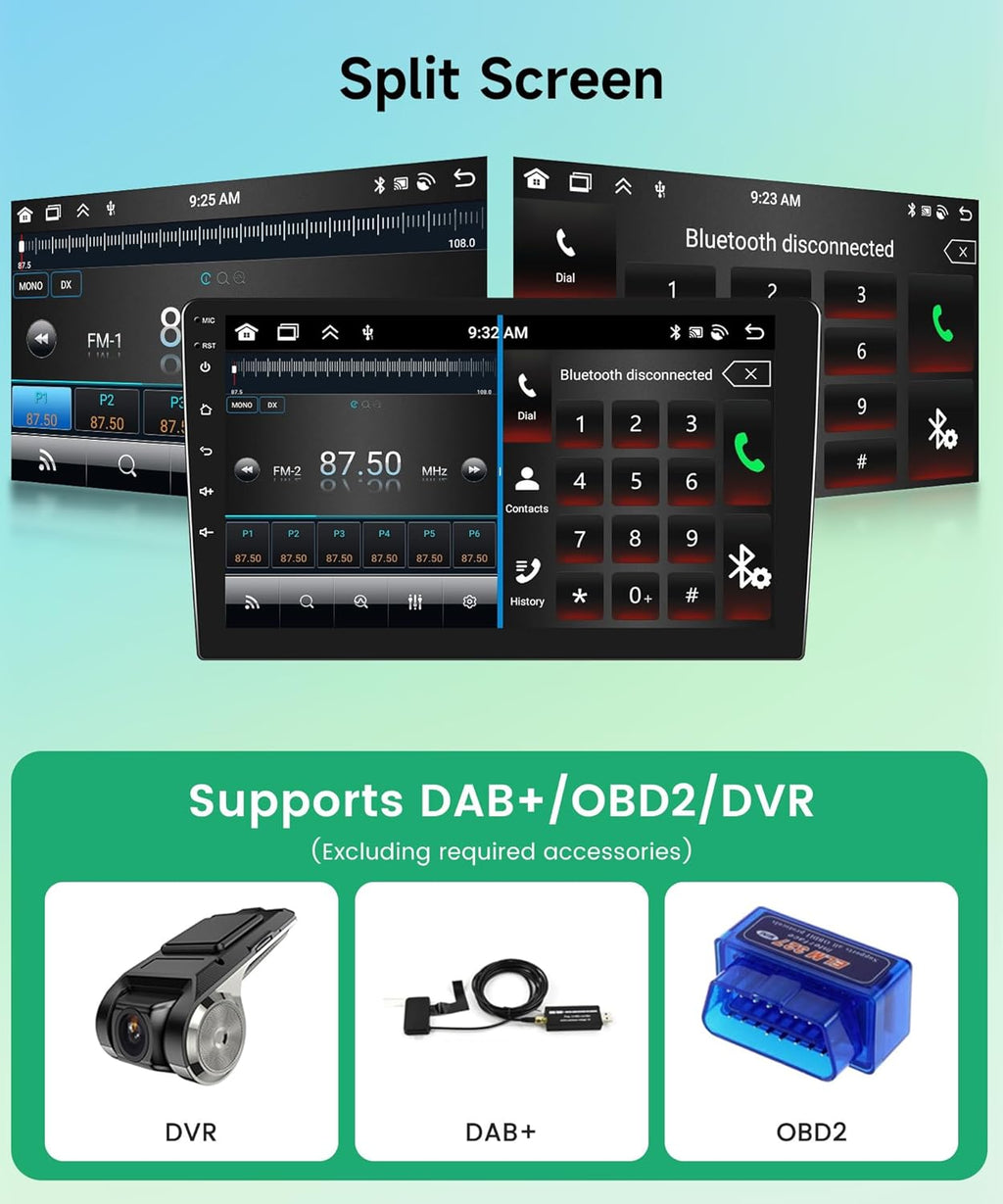 2G+64G Wireless Carplay Android Car Radio 2 Din for Mitsubishi ASX 1/Citroen C4/Peugeot 4008 10 Inch Car Radio with Android Auto GPS Navi WiFi Mirror Link Bluetooth FM/RDS Rear Camera