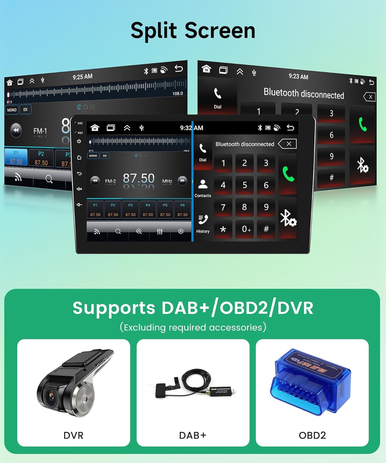 2G+64G Wireless Carplay Android Car Radio 2 Din for Mitsubishi ASX 1/Citroen C4/Peugeot 4008 10 Inch Car Radio with Android Auto GPS Navi WiFi Mirror Link Bluetooth FM/RDS Rear Camera