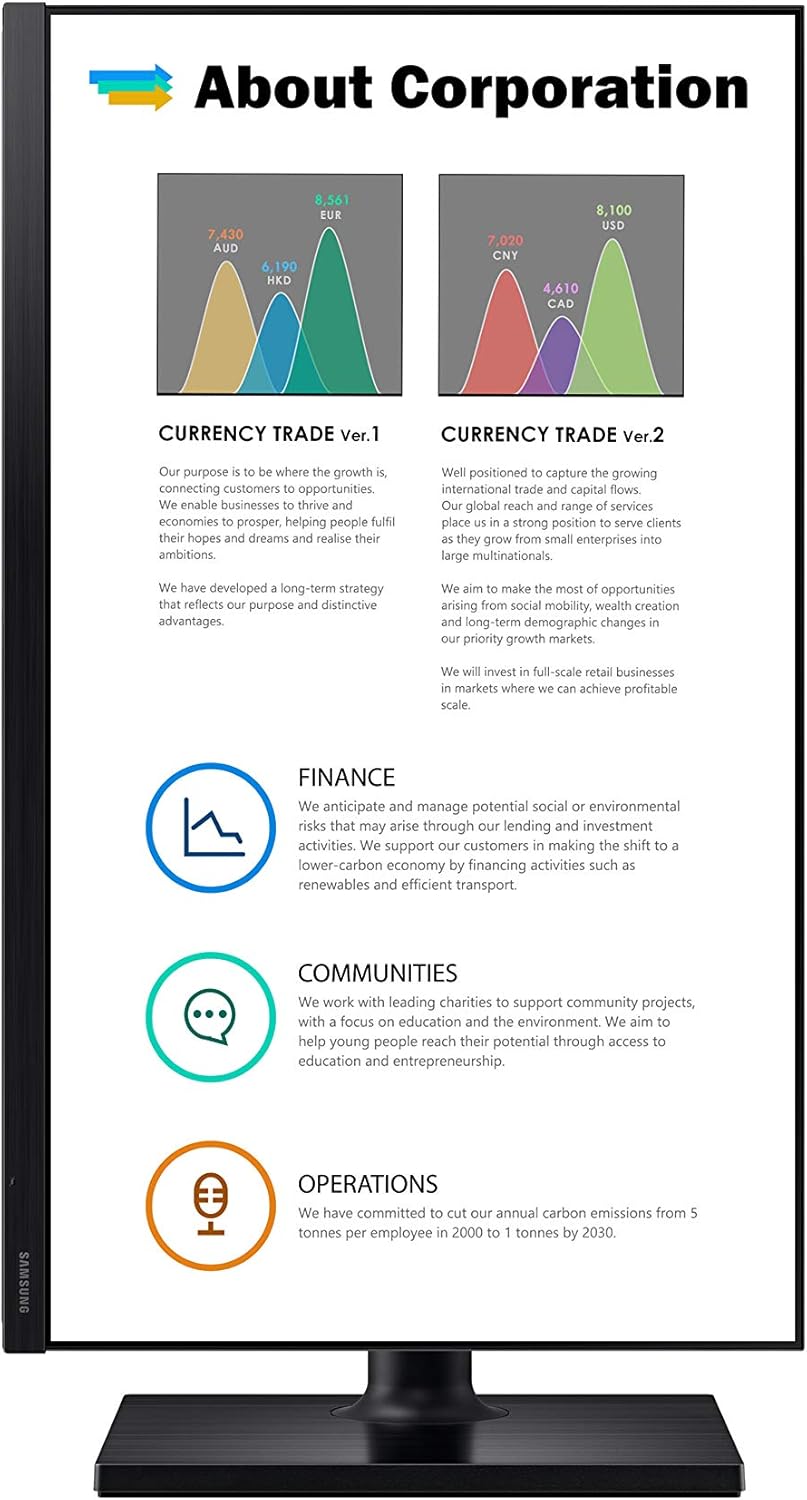 SAMSUNG FT45 Series 27-Inch FHD 1080p Computer Monitor, 75Hz, IPS Panel, HDMI, USB Hub, Height Adjustable Stand, 3 Yr WRNTY (LF27T450FQNXGO),Black