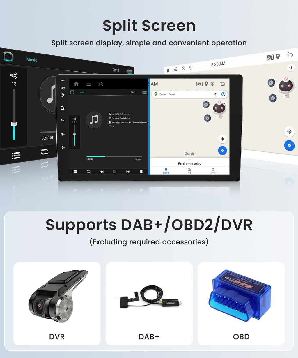 4G+64G Wireless Carplay Android Car Radio for Seat Leon 2 MK2 2005-2012 9 Inch Touchscreen Car Radio with Android Auto GPS Navi WiFi Mirror Link Bluetooth FM/RDS/32EQ/USB/SWC Rear Camera