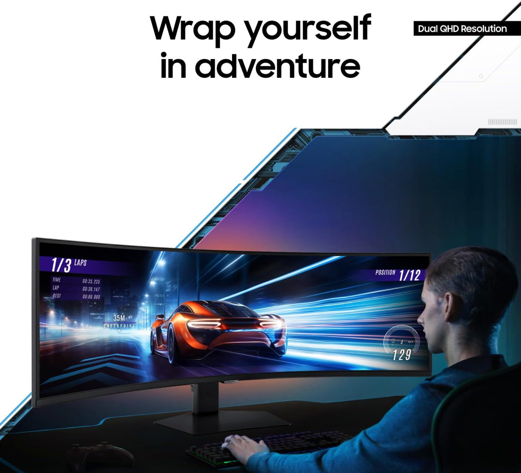 SAMSUNG 49" Odyssey G9 (G95C) Series DQHD 1000R Curved Gaming Monitor, 240Hz, 1ms(GtG), DisplayHDR 1000, AMD FreeSync Premium Pro, Eye Saver Mode, Auto Source Switch+, LS49CG950ENXZA, 2024