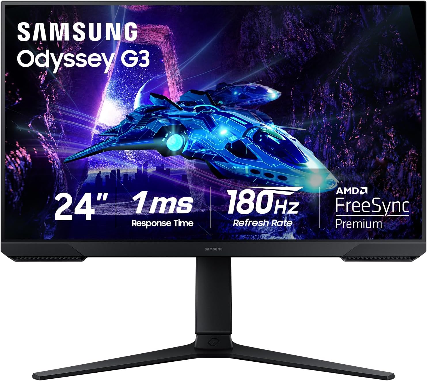 Samsung 32-Inch Odyssey G3 (G30D) Series FHD Gaming Monitor, 1ms, 180Hz, AMD FreeSync, Adjustable Stand, Black Equalizer, Virtual Aim Point, Eye Saver Mode, Flicker-Free, LS32DG302ENXZA