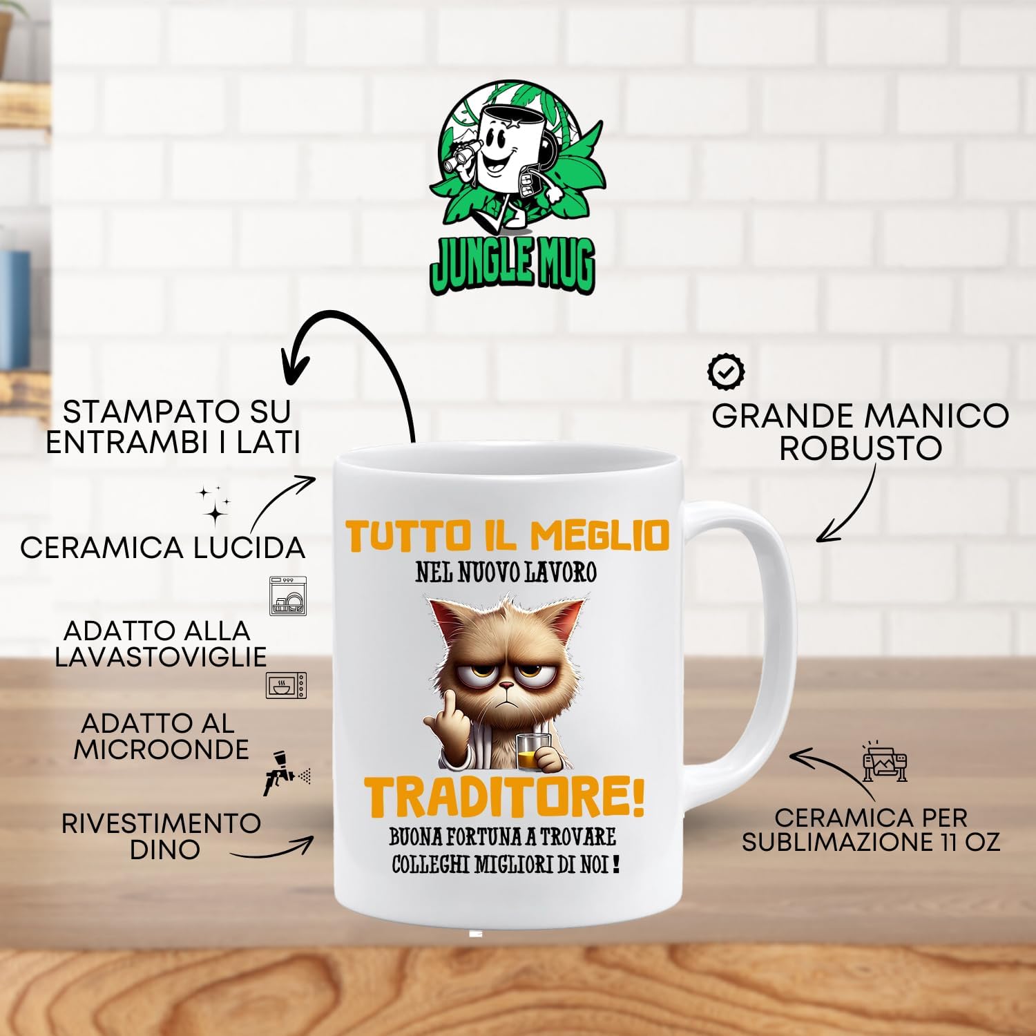 Jungle Mug Caneca de despedida para colega | Caneca divertida traidor | presente adeus para colega | caneca de trabalho | presente de reforma para homem | Caneca divertida para escritório | Presente