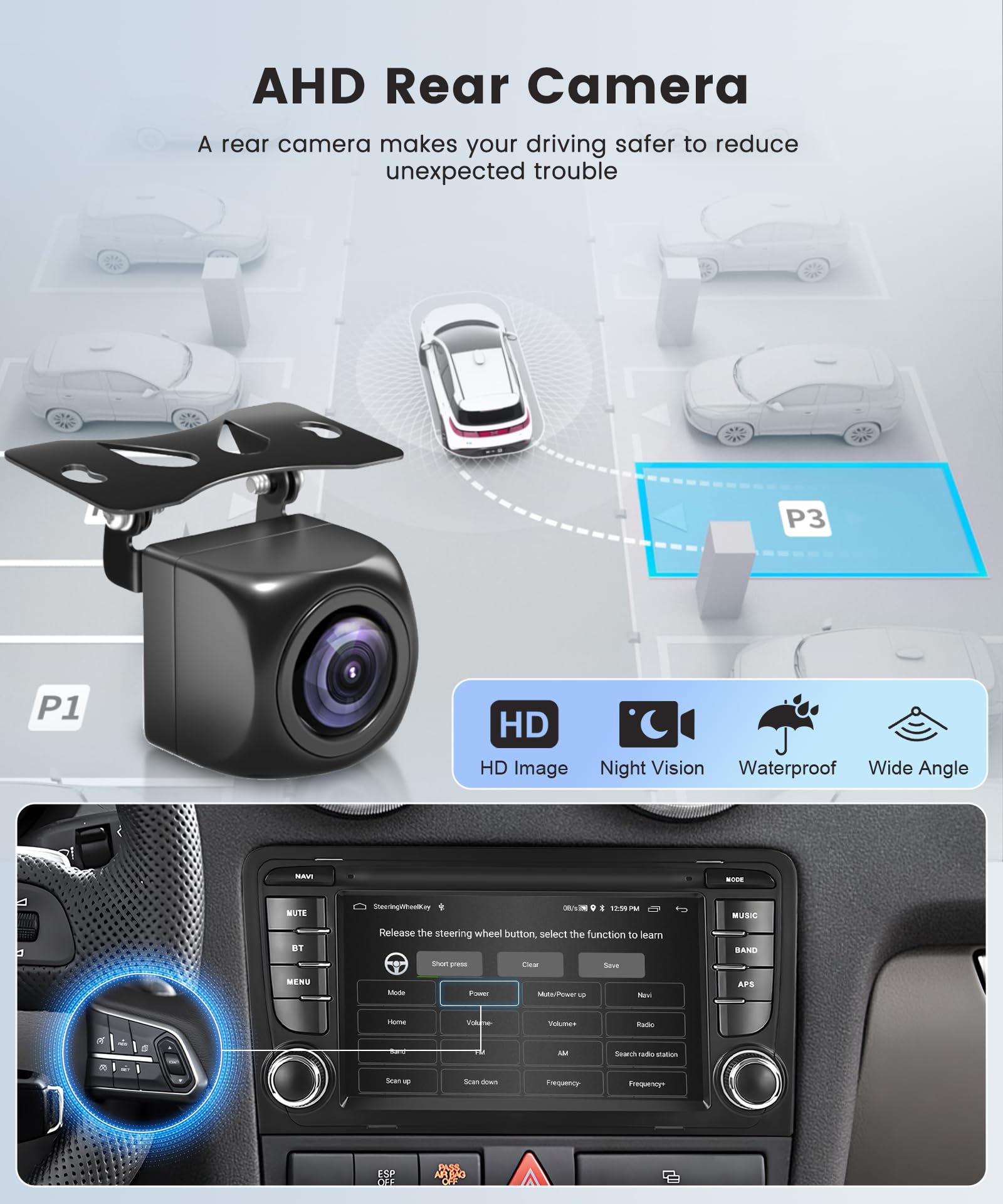 6G+128G 8 Core Wireless Carplay Android Car Radio for Audi A3 8P A3 8P1 S3 RS3 8P RS3 Sportback 7 Inch Car Radio Android Auto GPS Navi WiFi Mirror Link Bluetooth FM/RDS/DSP Rear Camera