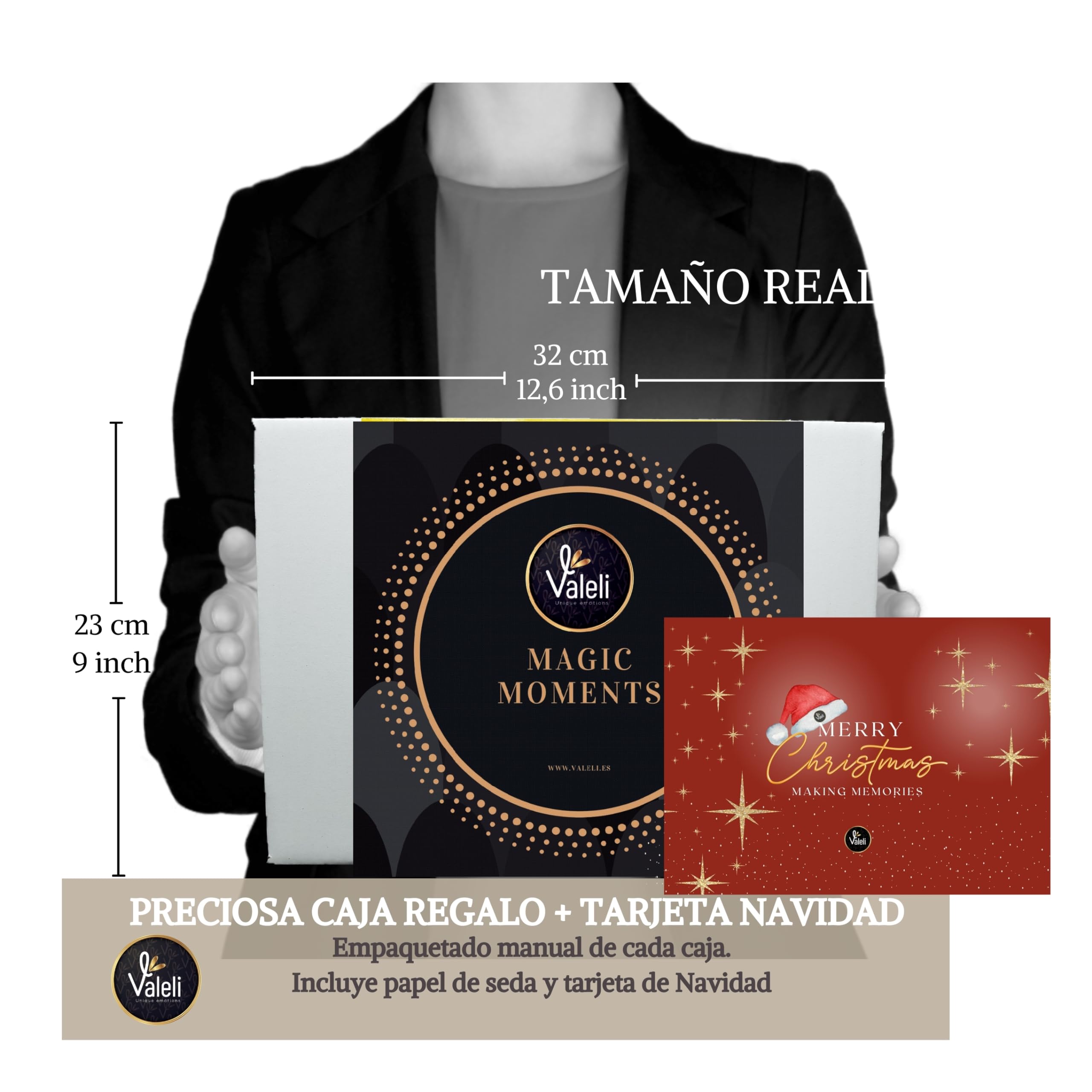 VALELI. Lotes de Natal para oferecer. Presente de Natal caixa Gourmet: doces, chocolates, polvorones. Presente de empresa cesta de Natal (Natal castanhos com licóres)