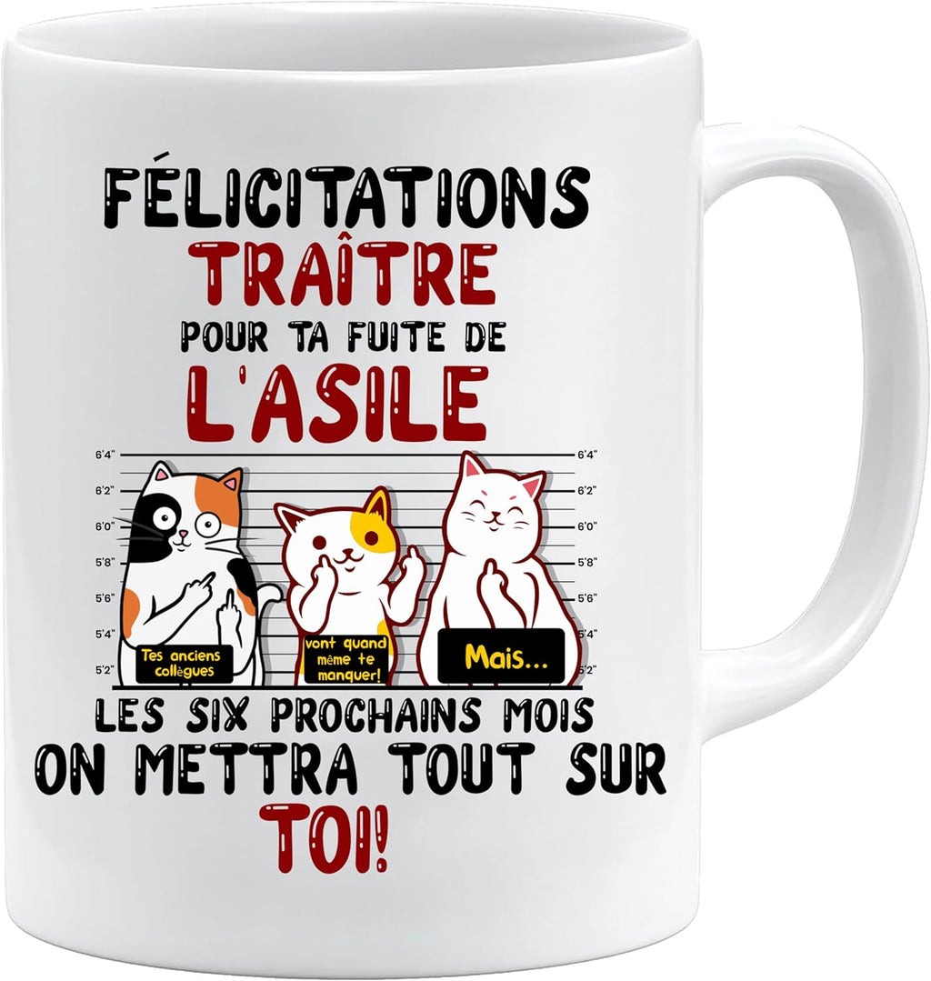 Jungle Mug Caneca da colega | Parabéns Traidor | Presente de saída para homem e mulher | Ideia de humor | Retiro (branco)