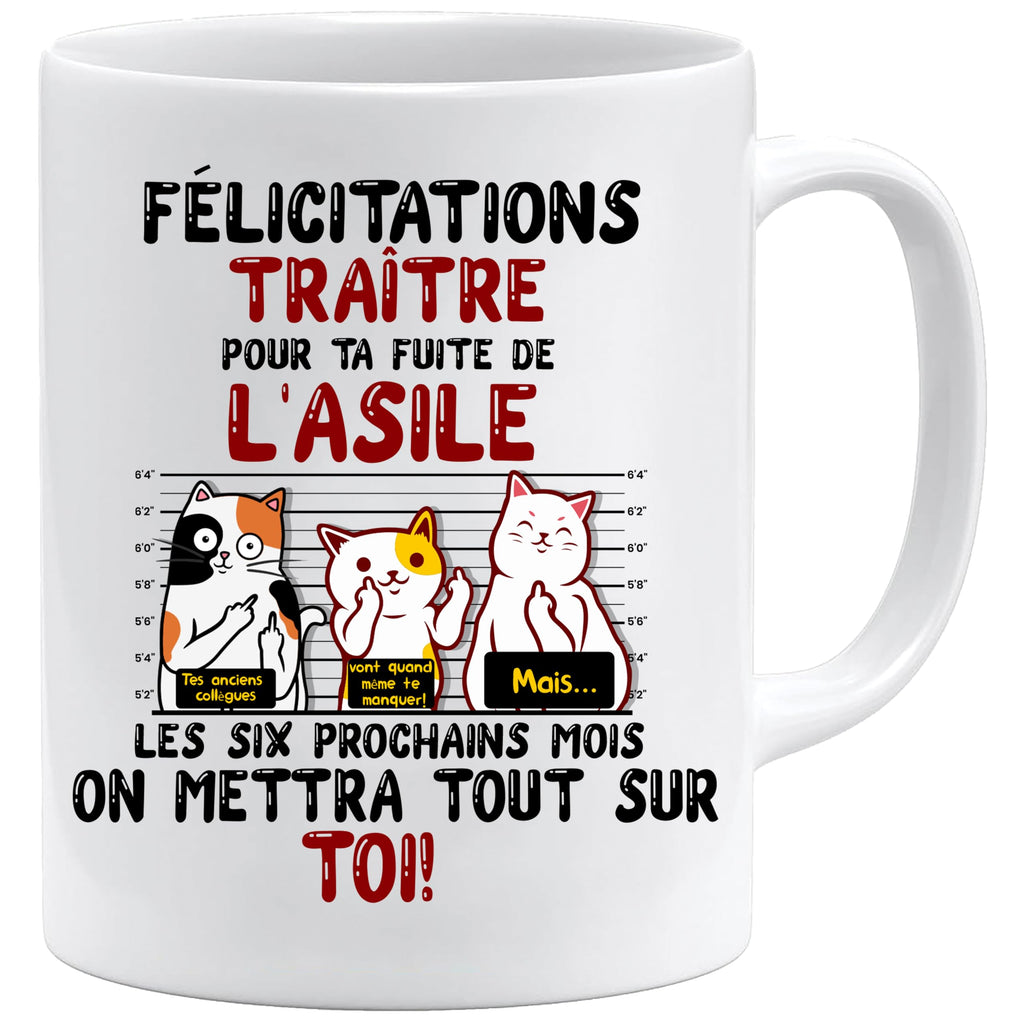 Jungle Mug Caneca da colega | Parabéns Traidor | Presente de saída para homem e mulher | Ideia de humor | Retiro (branco)