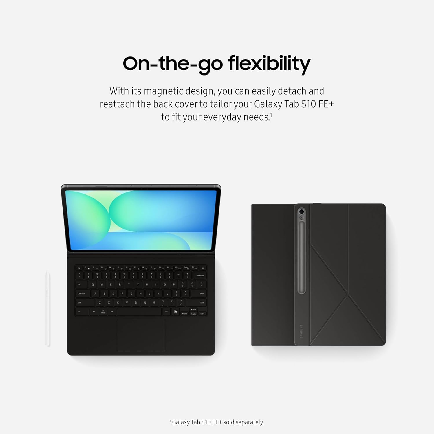 Samsung Galaxy Tab S10 FE+ Book Cover Keyboard - AI Key for Galaxy Tab S10 FE+, Detachable Platform, PC-Like Experience, Wireless Keyboard Sharing, White