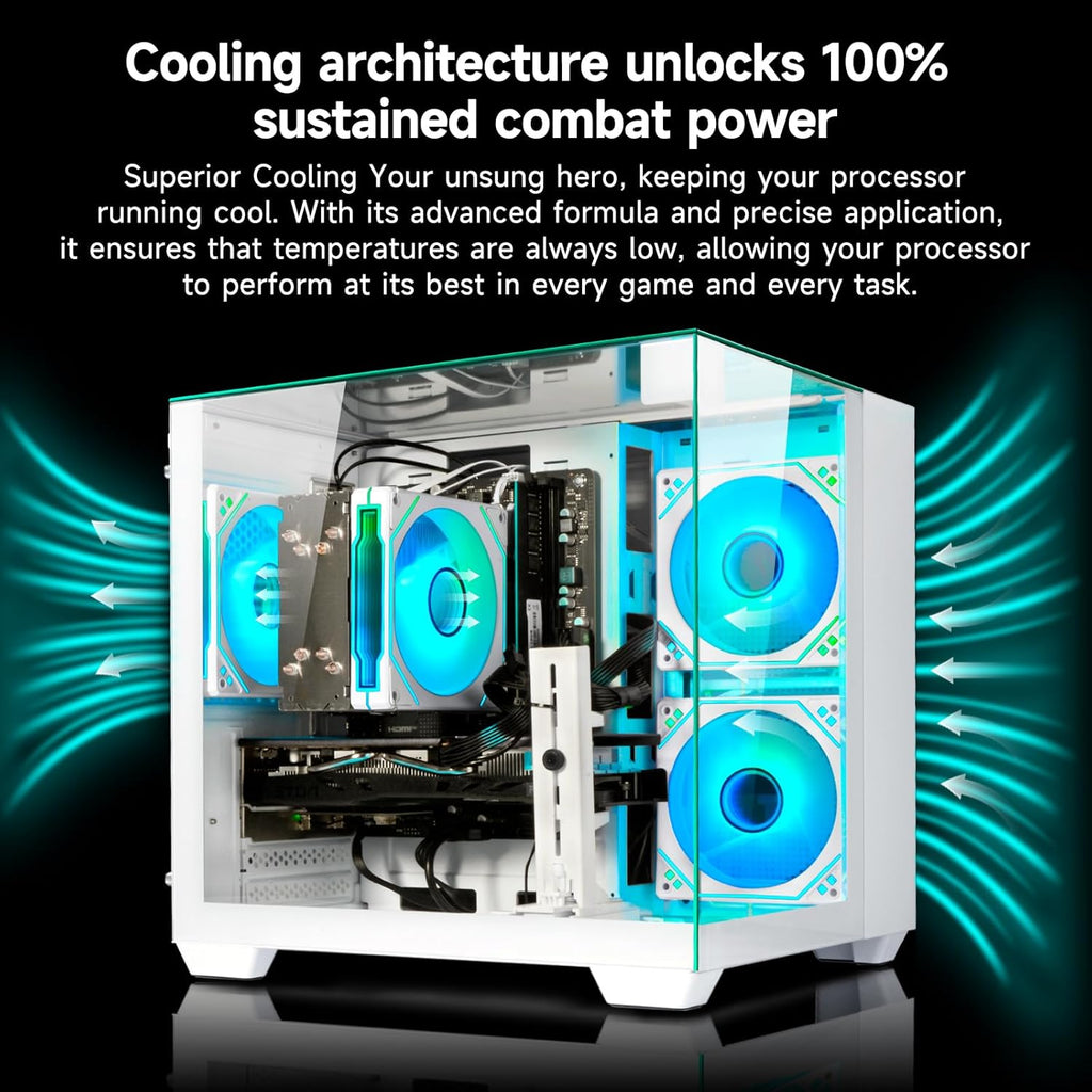 Gaming PC Desktop Computer - Ryzen 5 5600, Radeon RX 6500XT 4GB, 16GB DDR4 RAM, 1TB NVME SSD, Prebuilt Tower Computer (White)