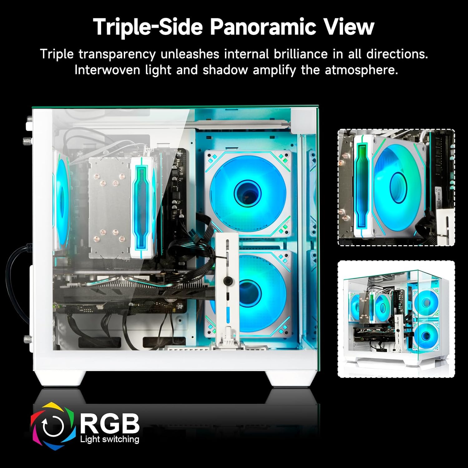 Gaming PC Desktop Computer - Ryzen 5 5600, Radeon RX 6500XT 4GB, 16GB DDR4 RAM, 1TB NVME SSD, Prebuilt Tower Computer (White)