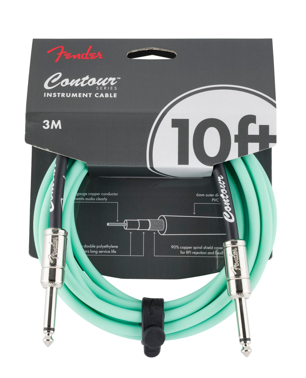 Fender Cables para instrumento serie Contour™(10FT STR/STR) Lake Placid Blue