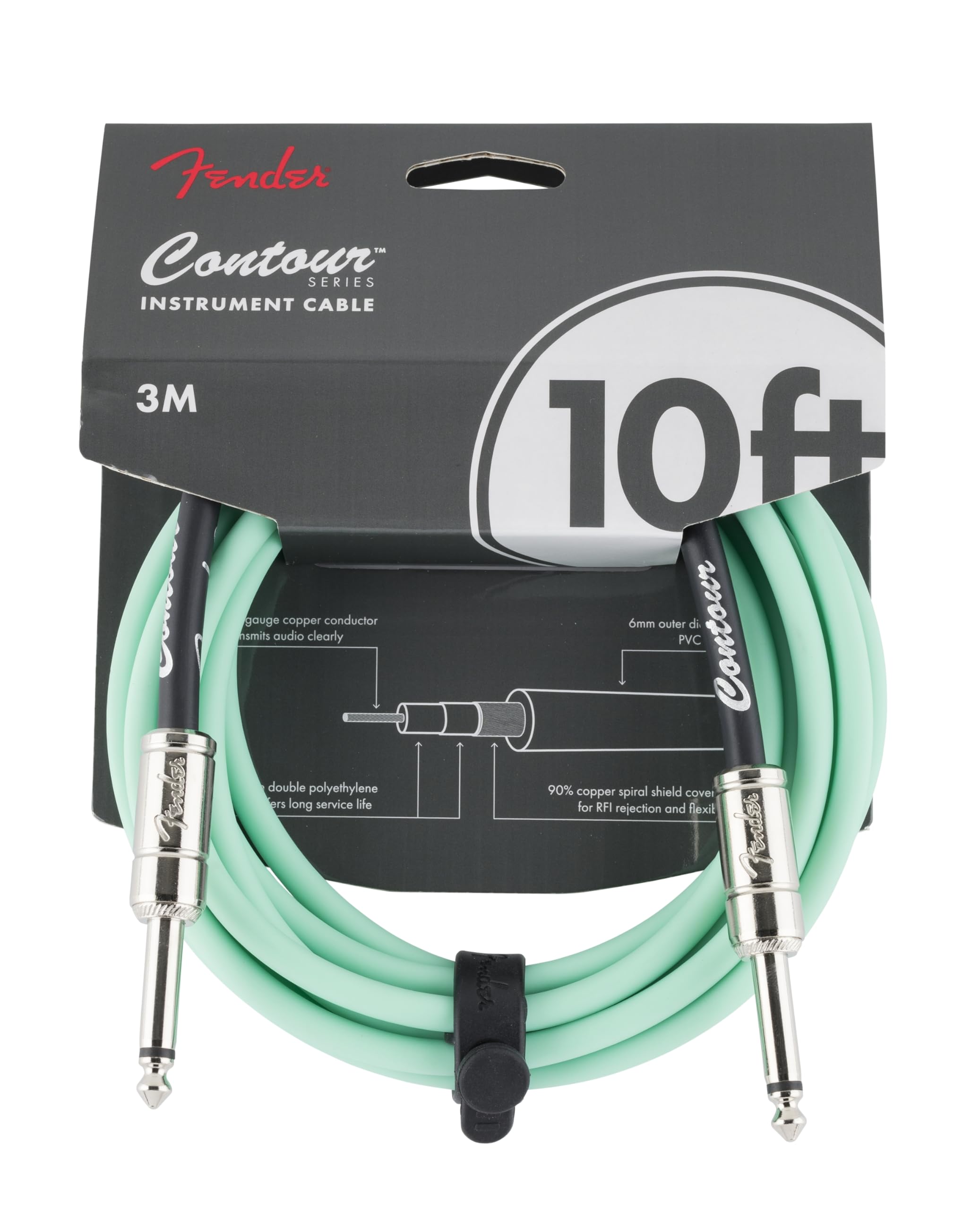 Fender Cables para instrumento serie Contour™(10FT STR/STR) Lake Placid Blue
