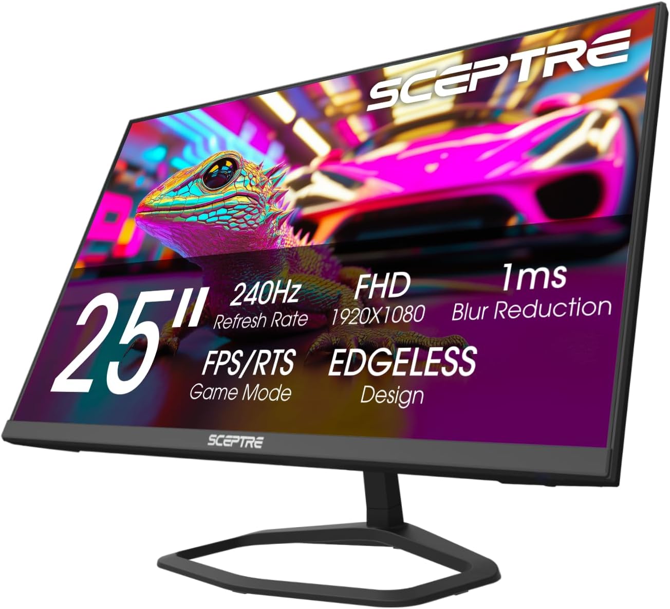 Sceptre New Curved 24.5-inch Gaming Monitor up to 240Hz 1080p R1500 1ms DisplayPort x2 HDMI x2 Blue Light Shift Build-in Speakers, Machine Black 2025 (C255B-FWT240 Series)