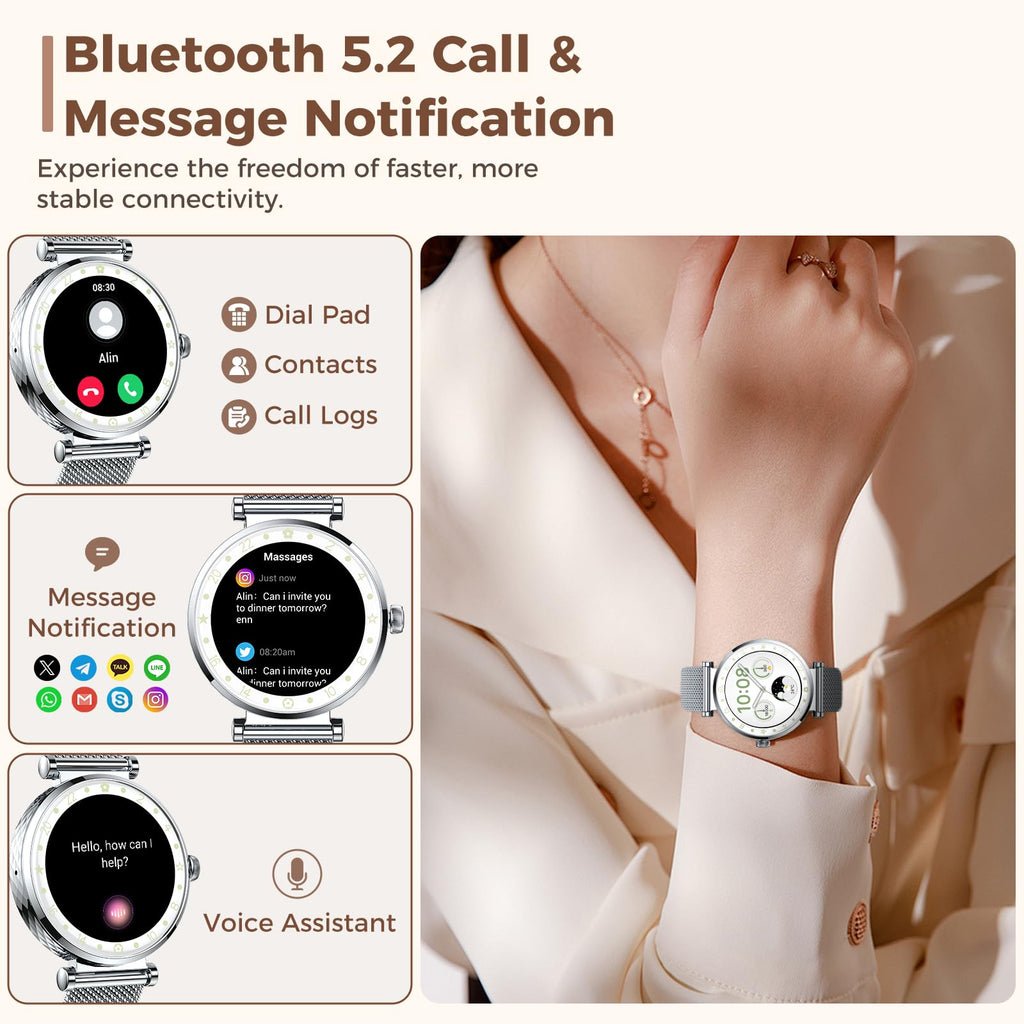 Smart Watch Women, 2025 New Smartwatch Woman with Calls, Smart Watch Menstrual Cycle/Sleep Monitor/SpO2/Pedometer/110+ Sports Modes, IP68 Waterproof Sports Watch for Android iOS