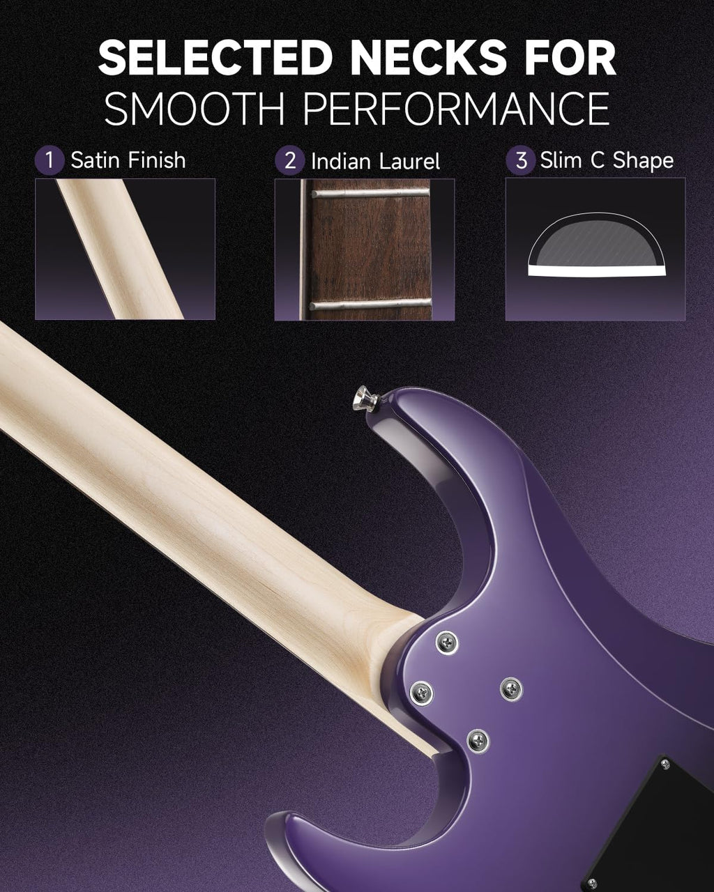 Donner DMT-66 39 polegadas guitarra elétrica de tamanho completo para iniciantes, kit de guitarra elétrica com capa preta roxa