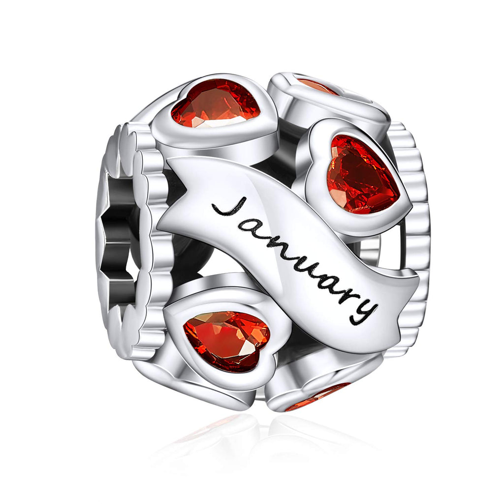 NINGAN Missangas de prata de lei 925 com pedra natal para pulseiras e colares com zircónia cúbica 5A, aniversário, dia da mãe, presentes de joalharia para mulheres e meninas