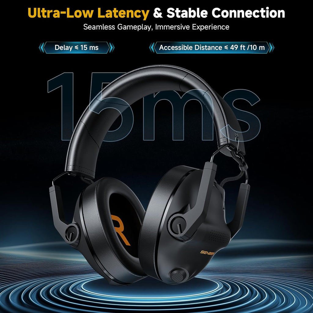 SG600 Wireless Gaming Headset for PC, PS5, PS4, Laptop, Mac, Nintendo Switch, 2.4GHz & Bluetooth 5.3 Gaming Headphones with Noise Canceling Mic, Stereo Sound, 70+Hr Battery, 15ms Latency