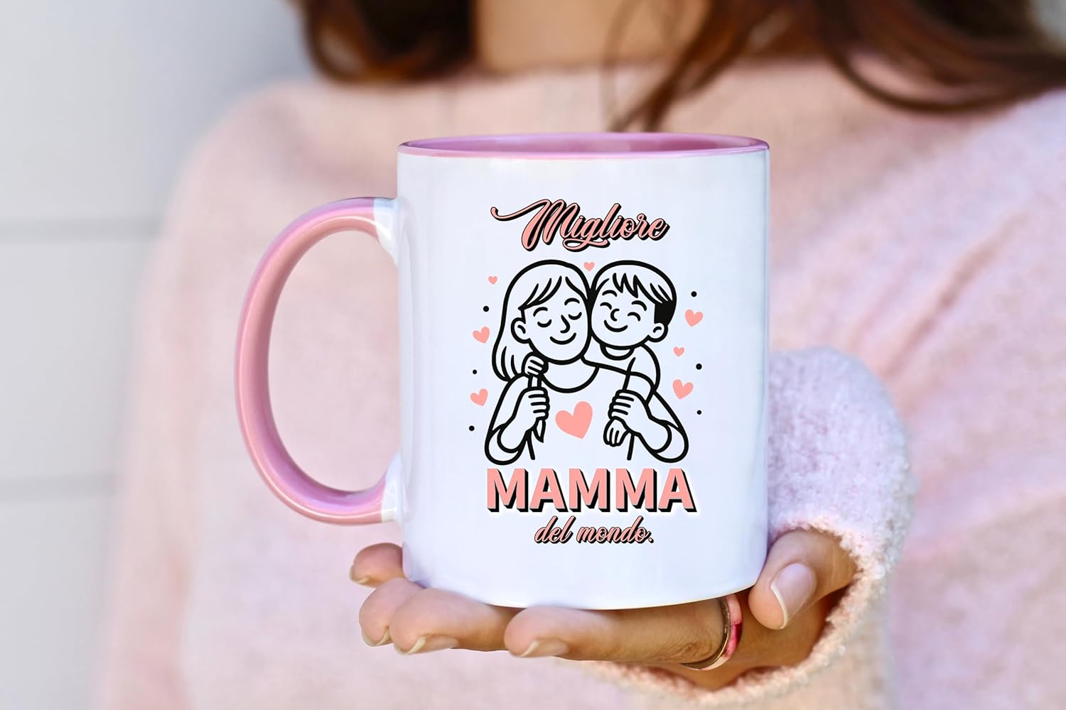 Jungle Mug Migliore Mamma del ondo caneca | ideia de presente italiana para o dia da mãe | ideia de presente amorosa para mãe com coração e criança