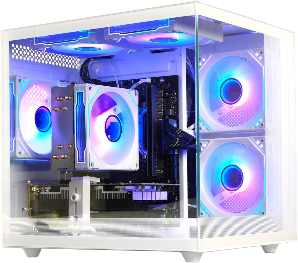 Desktop Computers,32G RAM,1TB NVMe SSD,Core i5-12400F,RTX 3050 6G,Prebuilt Gaming PC,Tower Computer Gamer,Work,VR,4K,Home and Business WiFi 6 White