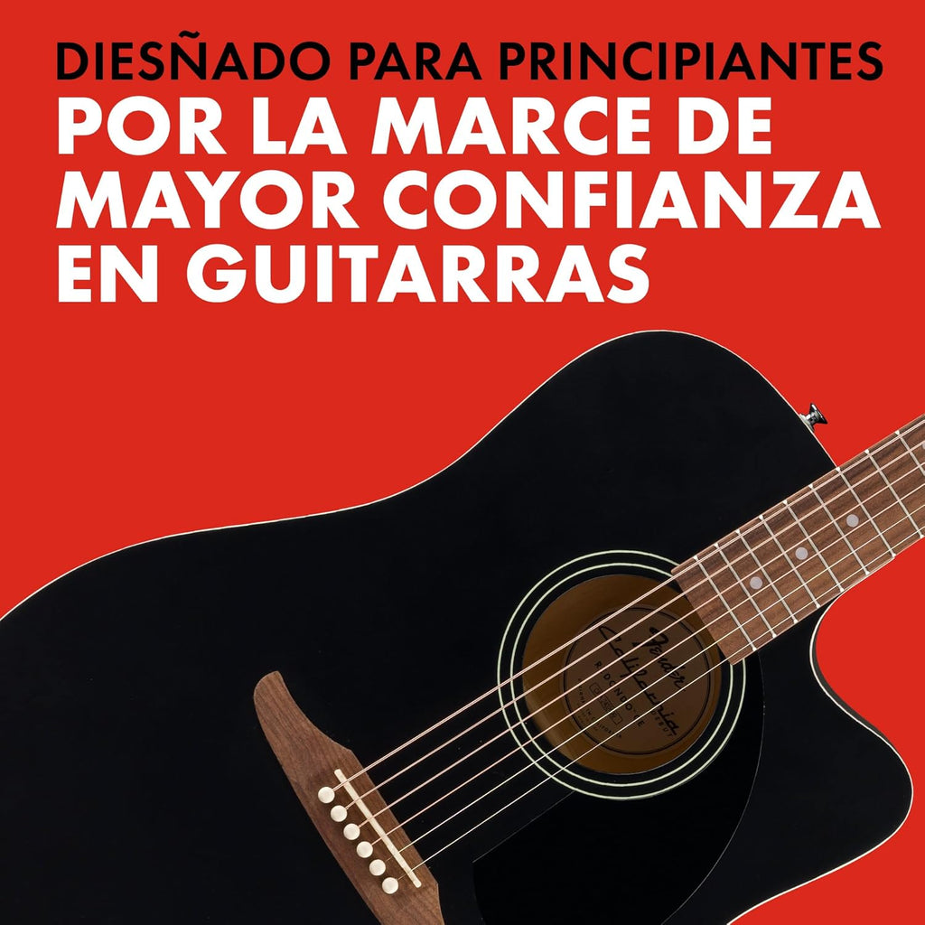 Fender CA Debut Guitarra Redondo Dreadnought CE Acústica, Guitarra para Principiantes, con 2 Años de Garantía, Black