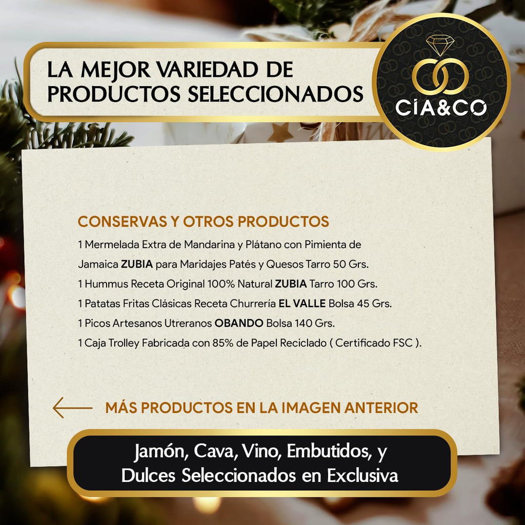 Christmas Basket with Gourmet Ham 2025 (Lot 217) · With Red and White Wine Rioja, Cava, Gin, Beer, Sweets and Iberian · Includes Customizable Card · Ideal Corporate or Family Gift