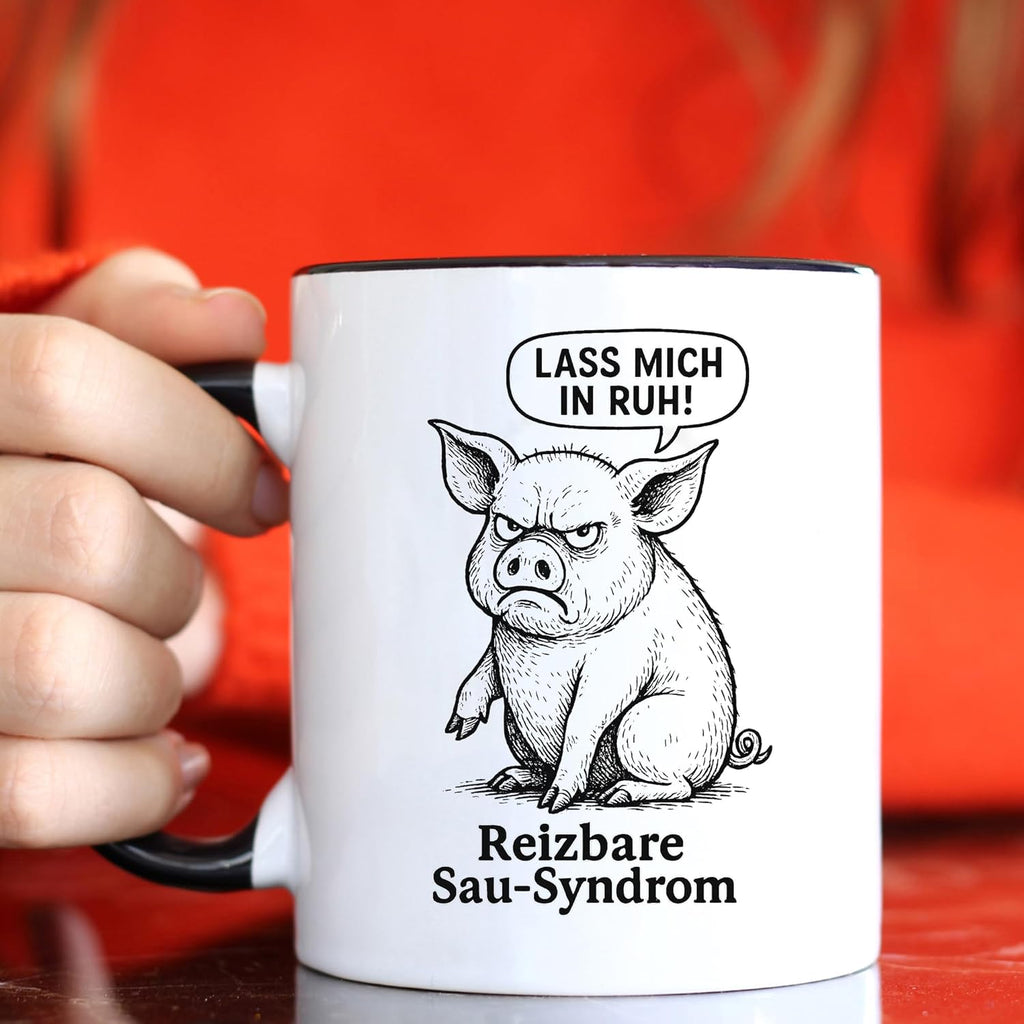 Jungle Mug Caneca divertida com porco | Caneca com síndrome de cerda irritável | Presente divertido para colegas, homens, mulheres, escritório, café e humor