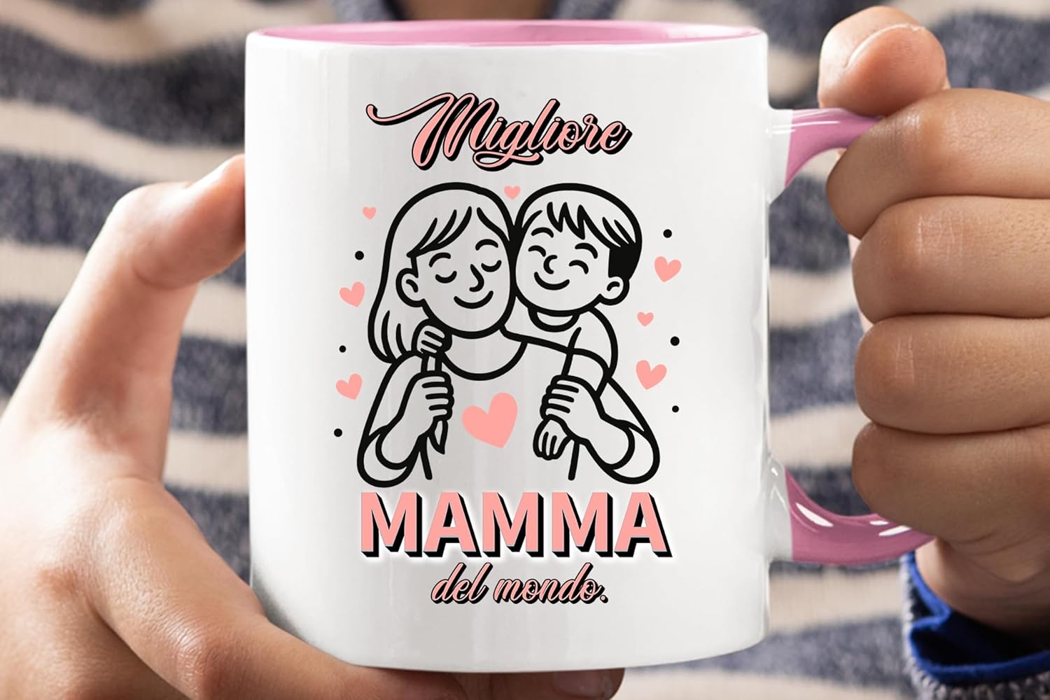 Jungle Mug Migliore Mamma del ondo caneca | ideia de presente italiana para o dia da mãe | ideia de presente amorosa para mãe com coração e criança