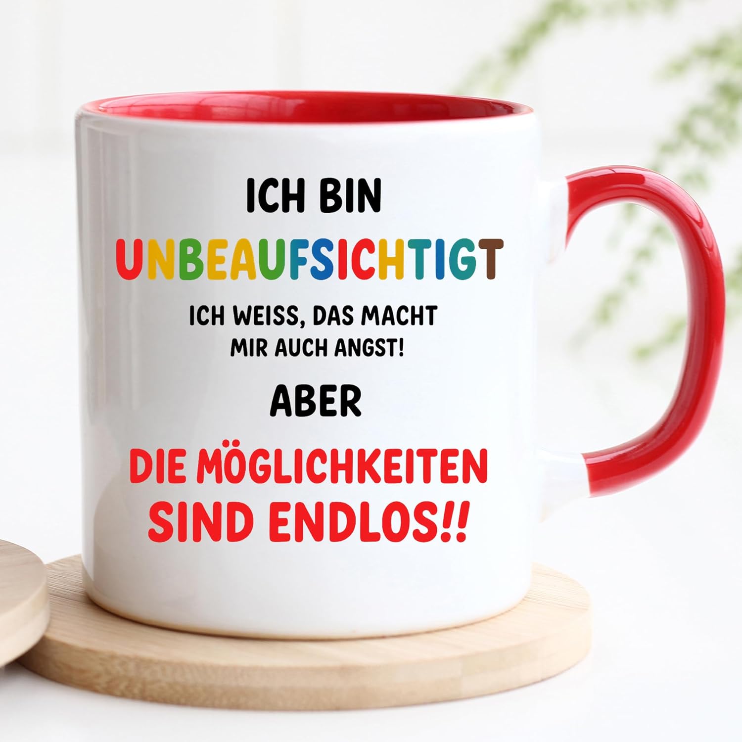 Jungle Mug Caneca de presente para colegas | Caneca com texto em alemão Unbeaufsichtigt Spruch Lustig | Geschenk Abschied Kollelegin Büro | Funny Tasse Arbeit Frauen Männer