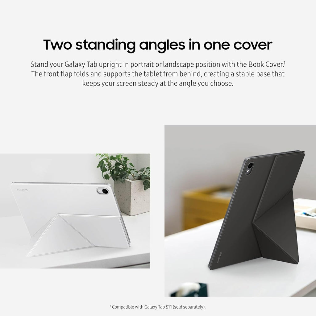Samsung Galaxy Tab S11 Smart Book Cover Tablet Case, Minimalist Style, Slim and Sleek, Foldable Stand, US Version, Black