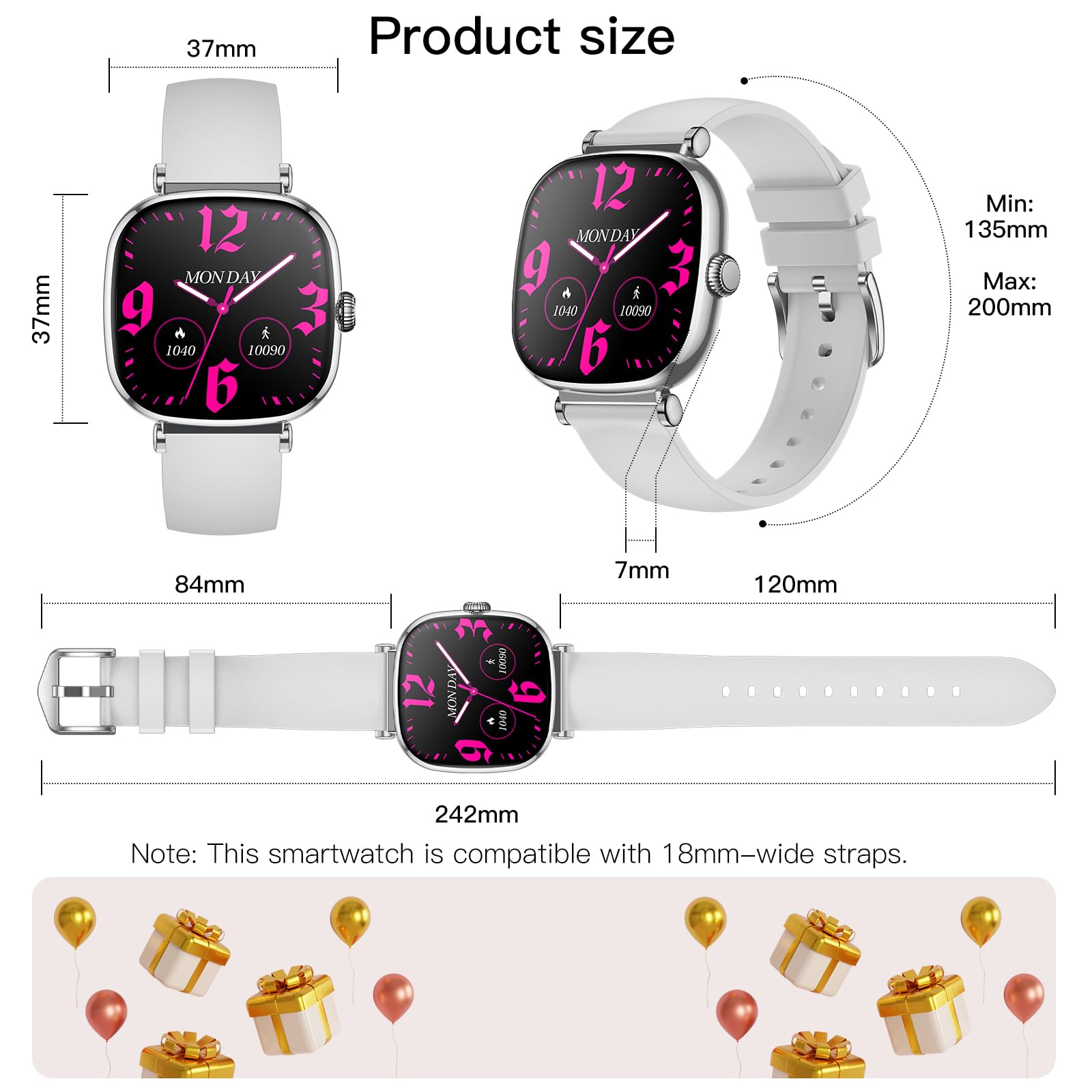 Women's Smart Watch with Call, Small Round 1.7 Inch AMOLED Smartwatch with Menstrual Cycle Monitoring, 100+ Sports Modes Bracelet Activity (Grey)